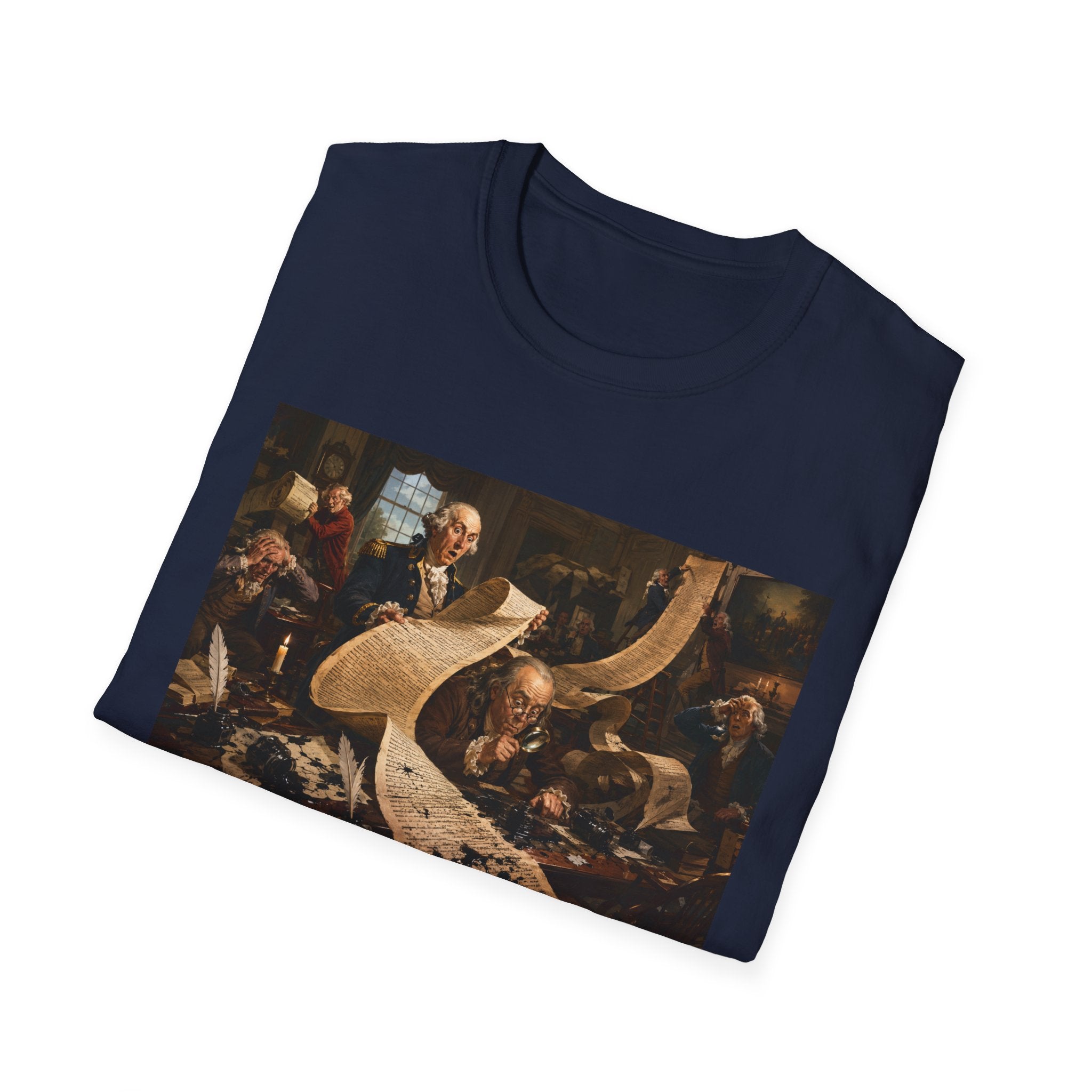 Funny USA Unisex Softstyle T-Shirt Giant Declaration Team Funny Patriotic T-Shirt United States of America Benjamin Franklin George Washington Tshirts