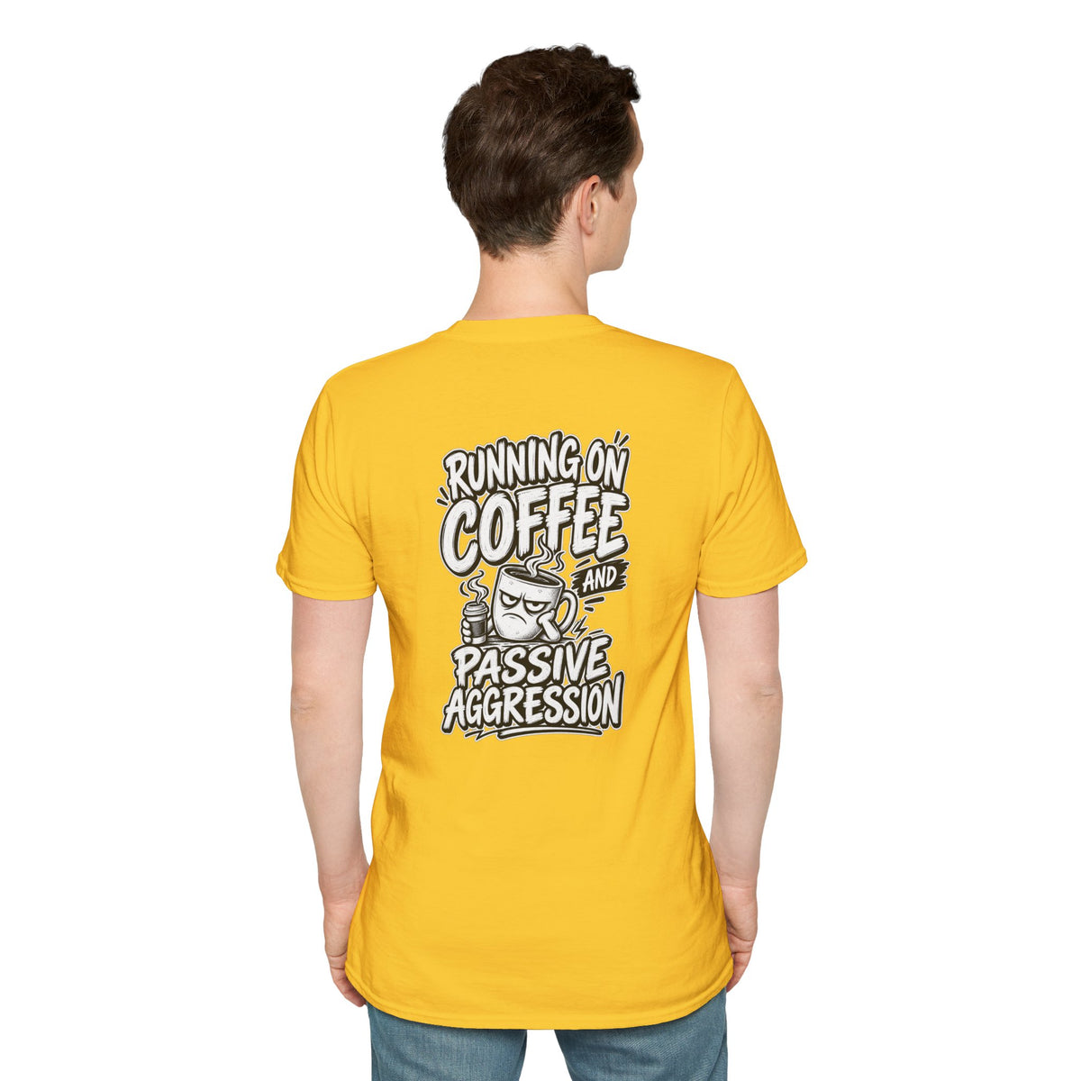 Funny Dark Humor Tshirt Running on Coffee and Passive Aggression Funny Office Tee Gift