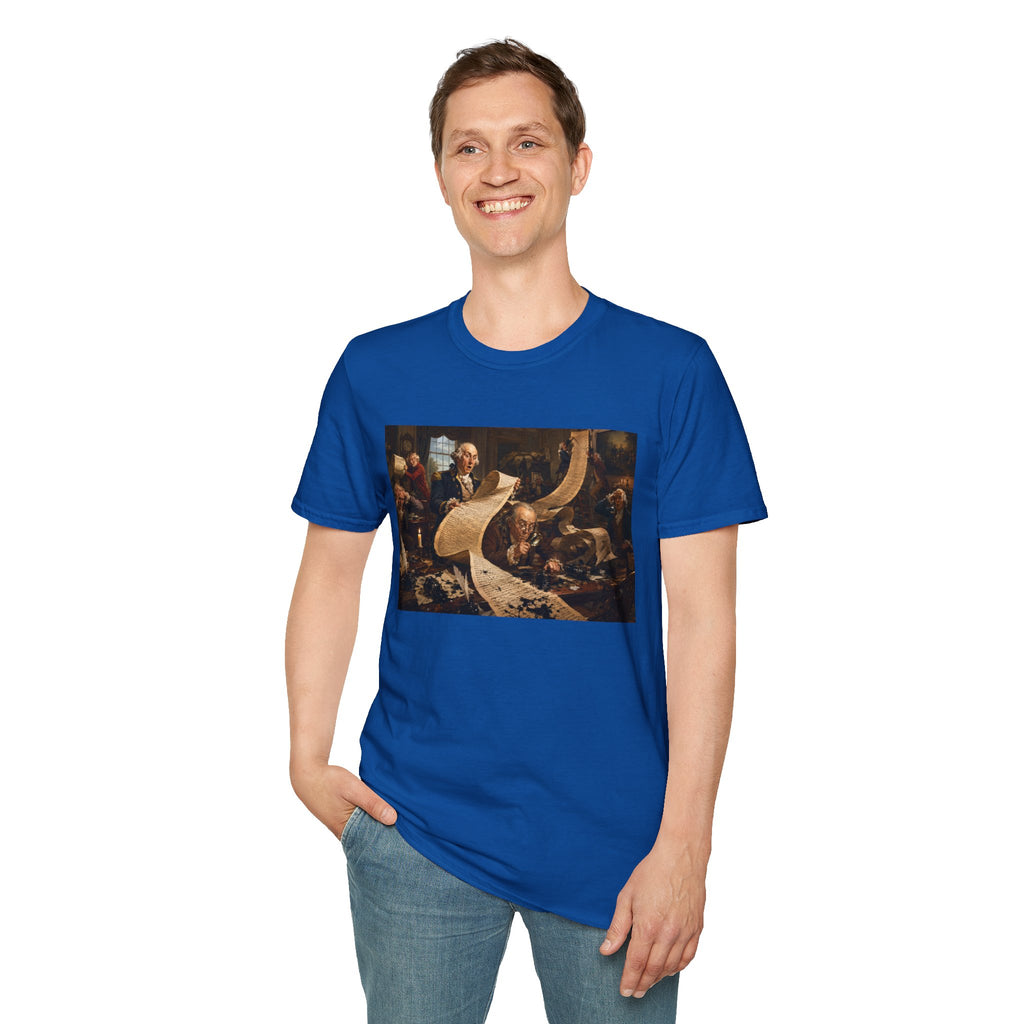 Funny USA Unisex Softstyle T-Shirt Giant Declaration Team Funny Patriotic T-Shirt United States of America Benjamin Franklin George Washington Tshirts