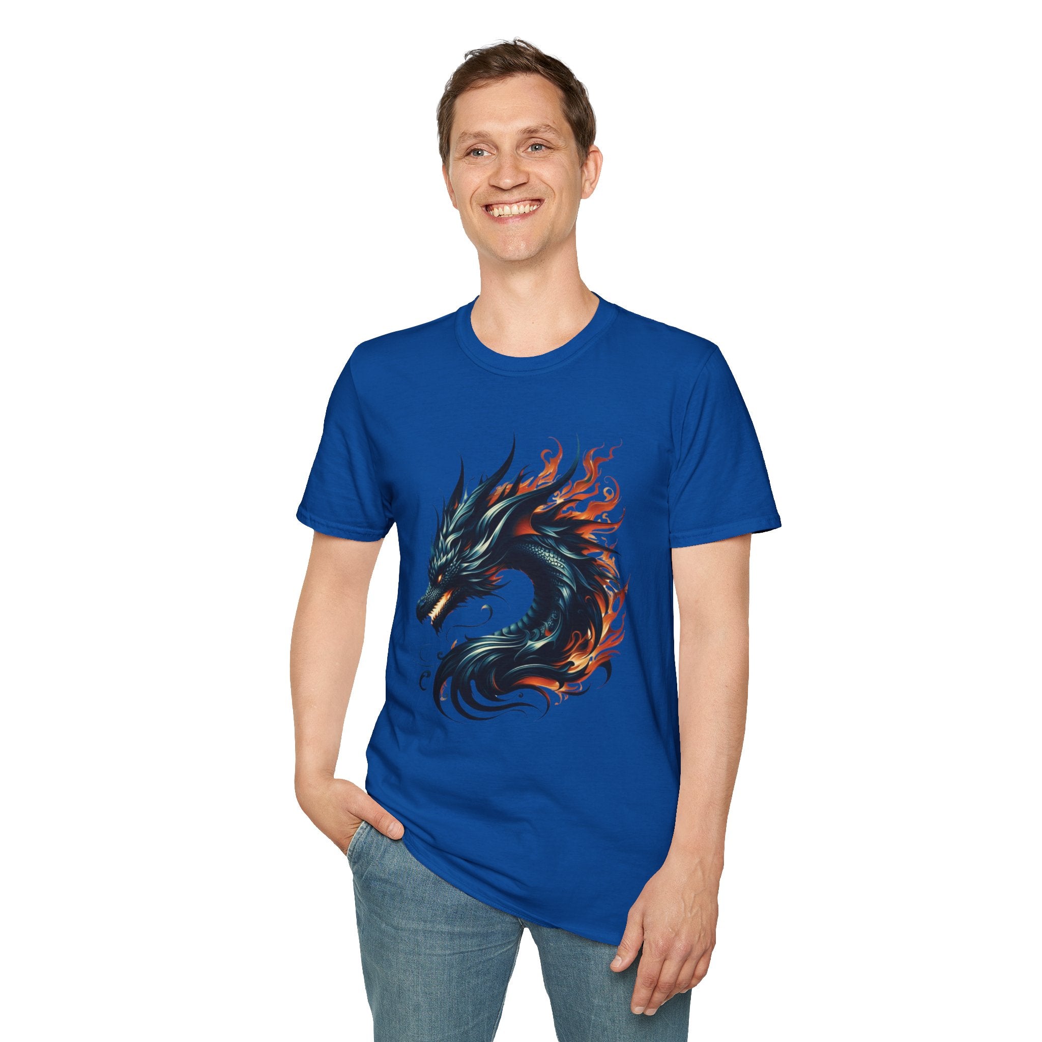 Dragon T-shirt Mens Graphic Tee Clothing Apparel Chinese Symbol Unisex Softstyle