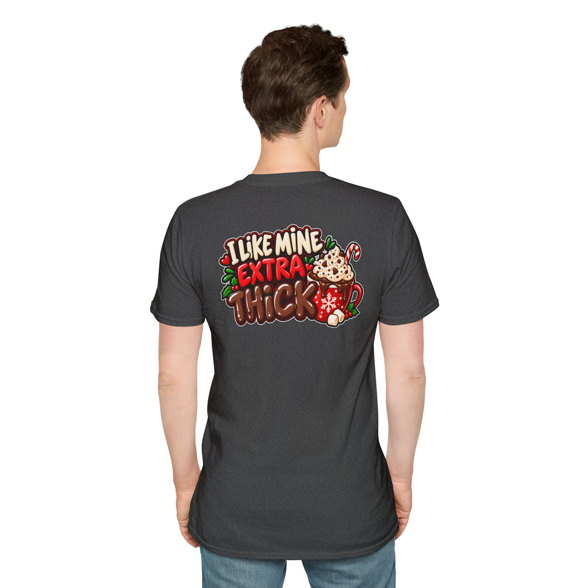 Funny Christmas Pun Tee Cheeky Holiday Shirt Dark Humor Funny Shirt I LIKE MINE EXTRA THICK T-Shirt Unique Gift