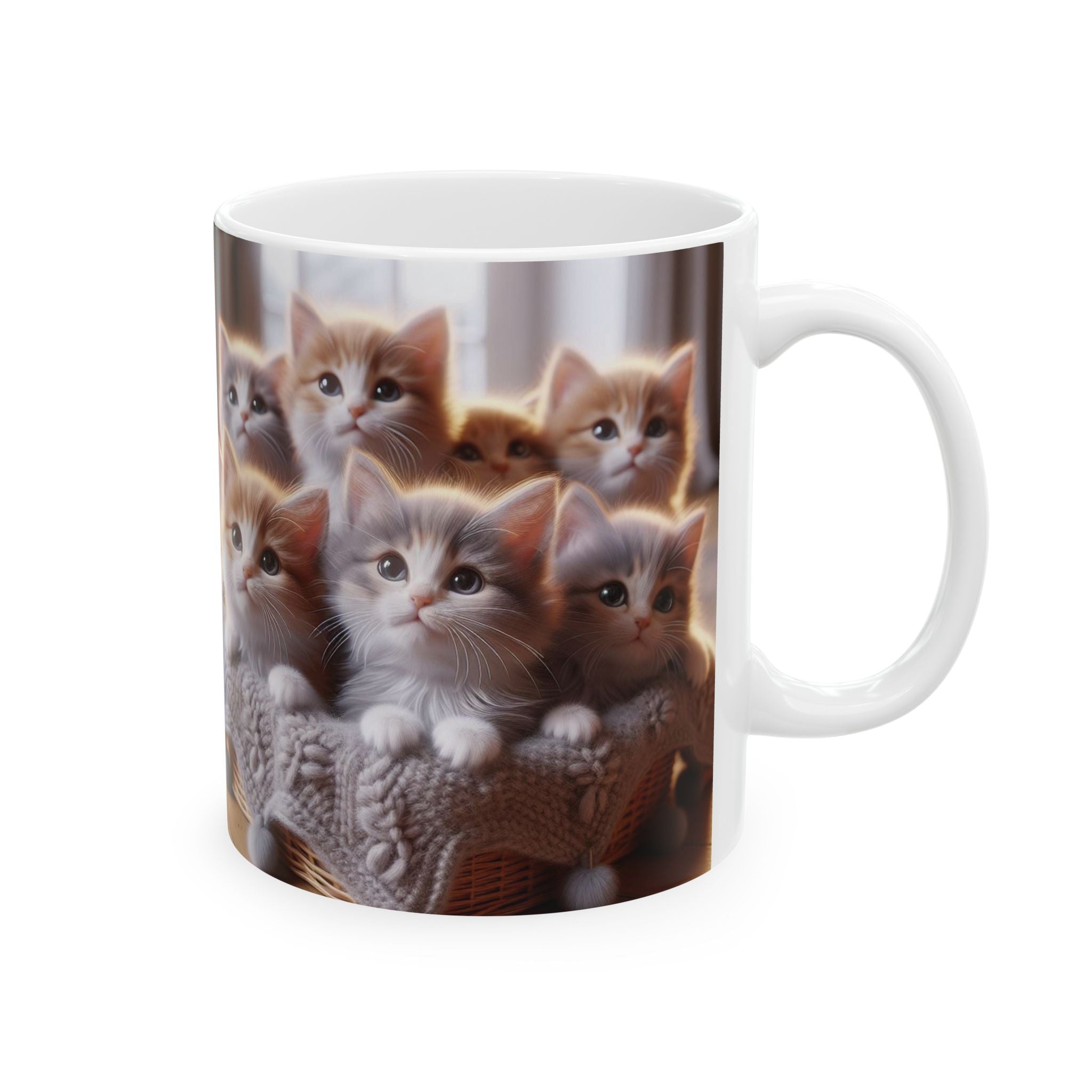 Cat Mug 11 oz Funny Ceramic Coffee Mug/Cup 3D “Litter Of Kittens” Cat Lover Gift