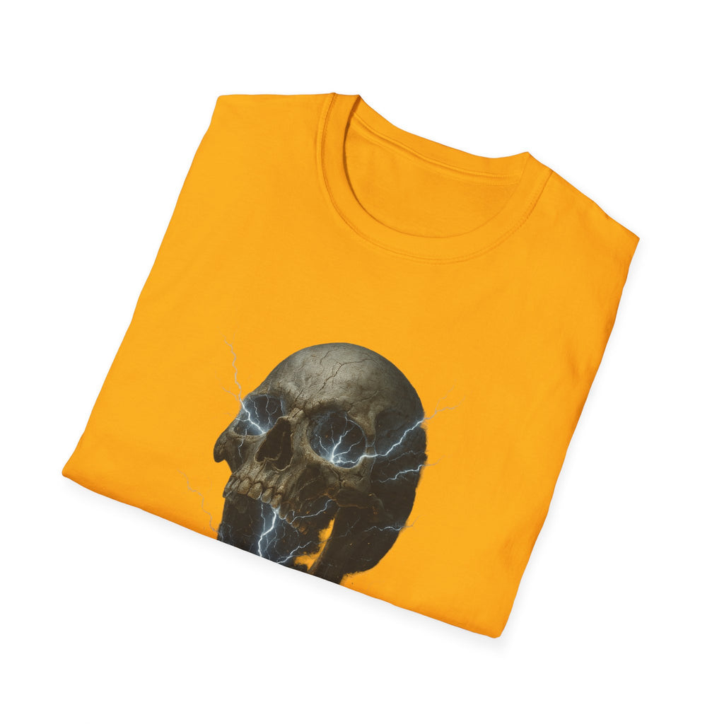 Funny Mens Electric Skull T-Shirt Classic Short Sleeve Shirt Apparel Clothing