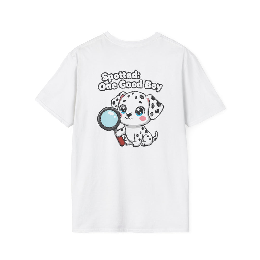 Cute Dalmatian Shirt Spotted: One Good Boy Funny Dog Lover Unisex Softstyle Tee Gift