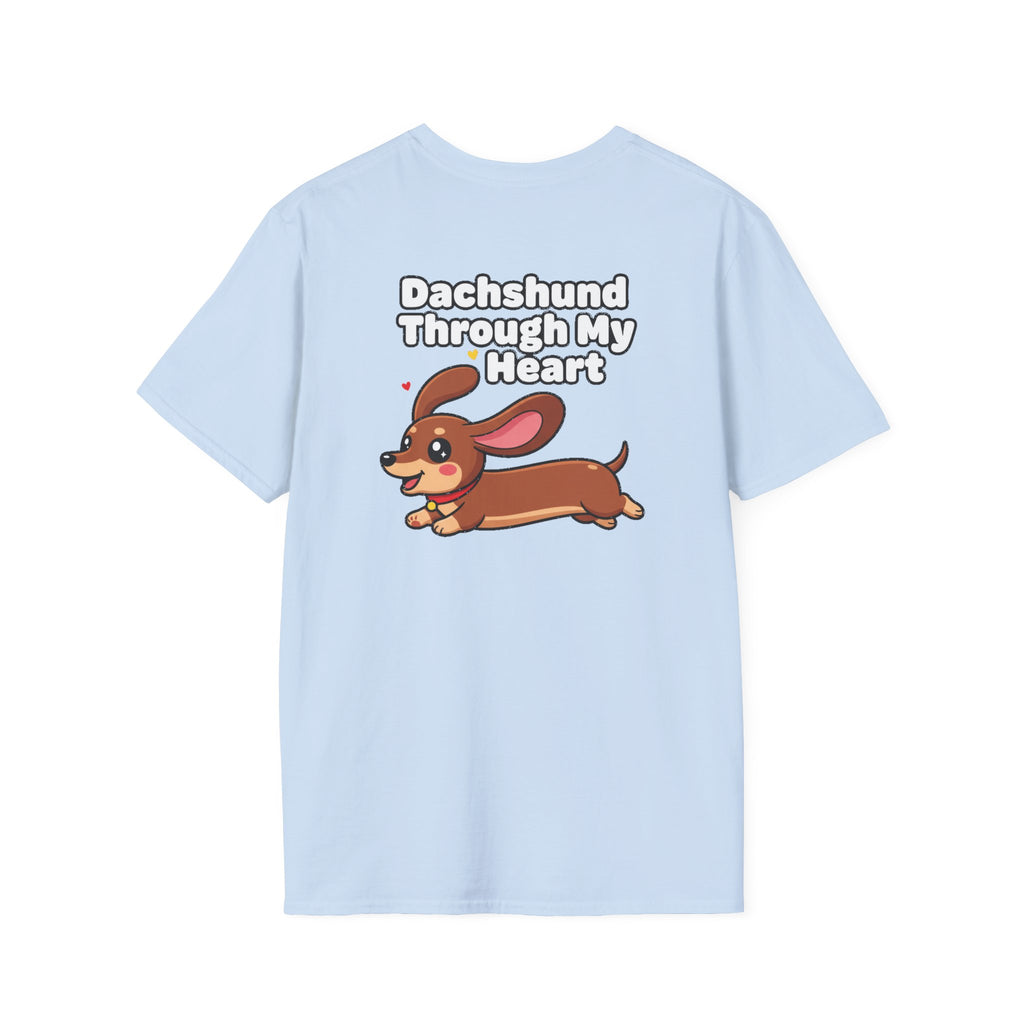 Cute Dachshund Shirt Dachshund Through My Heart Funny Dog Lover Unisex Softstyle Tee Gift