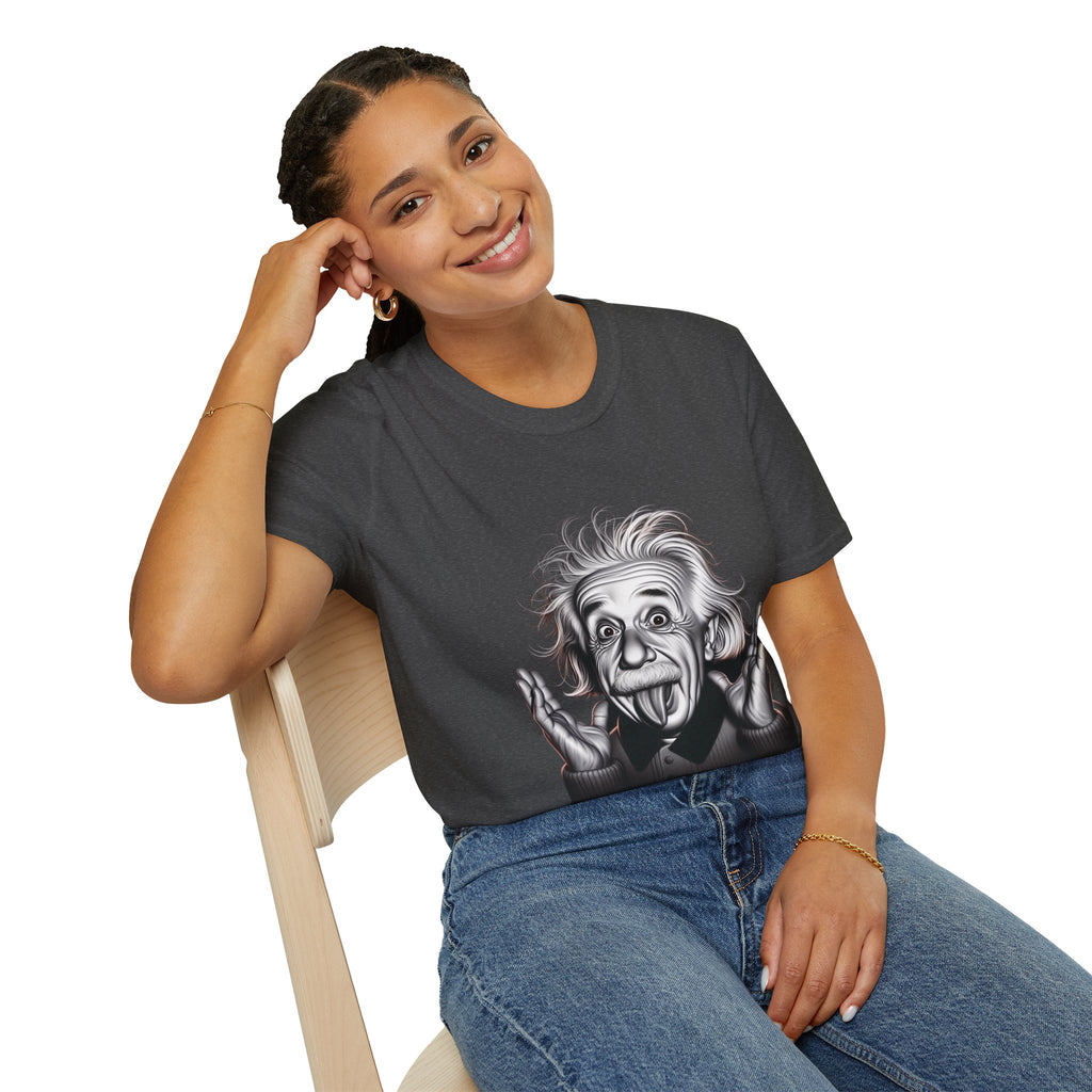 Funny Albert Einstein Print T-Shirt Unisex Softstyle T-Shirt Cotton Unique Gift