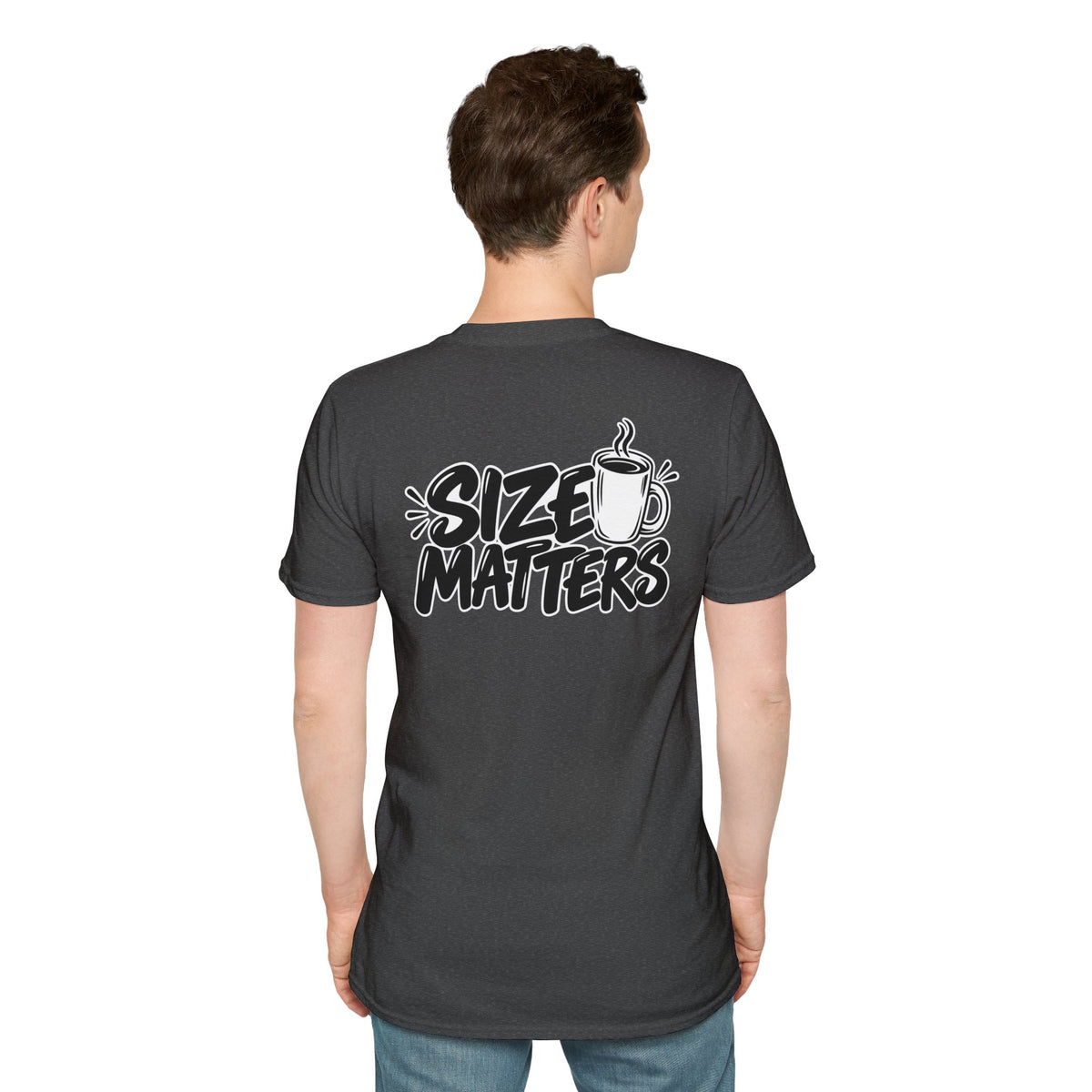 Dark Humor Funny Coffee Shirt Size Matters Novelty Graphic Tee Unique Gift