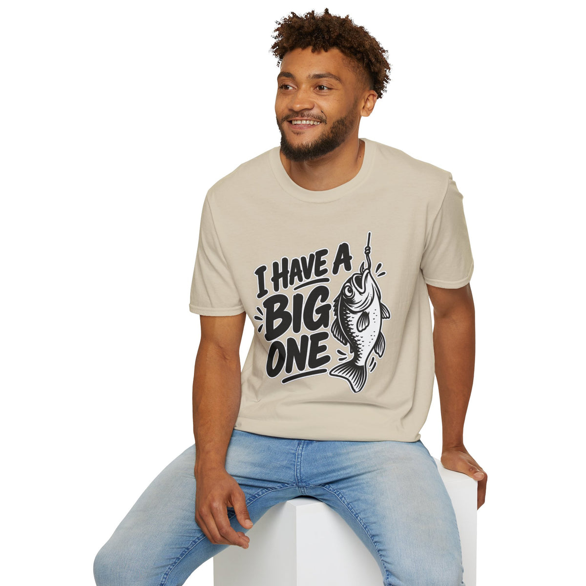 Funny Fishing Shirt I Have a Big One Novelty Unique Gift Tshirt Unisex Softstyle Graphic Tee