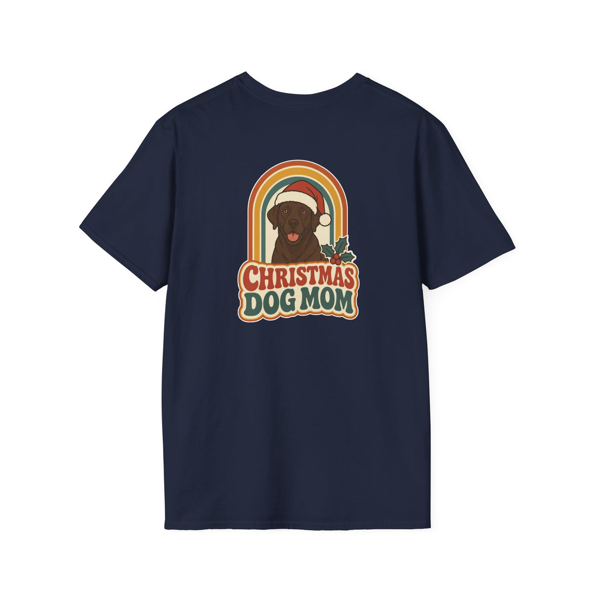 Retro Christmas Dog T-Shirt Christmas Dog Mom Vintage Dog Lover Shirt Unisex Softstyle Tee Christmas Gift