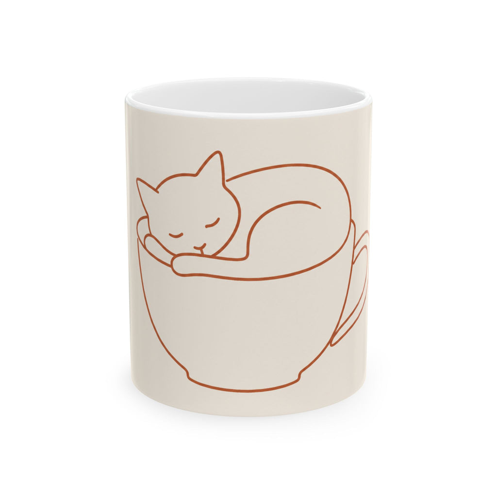Cat Mom Coffee Mug Minimalist Line Art Cat Lover Gift Ceramic Cup 11oz Tea Cup Animal Lover Mothers Best Gift