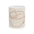 Cat Mom Coffee Mug Minimalist Line Art Cat Lover Gift Ceramic Cup 11oz Tea Cup Animal Lover Mothers Best Gift