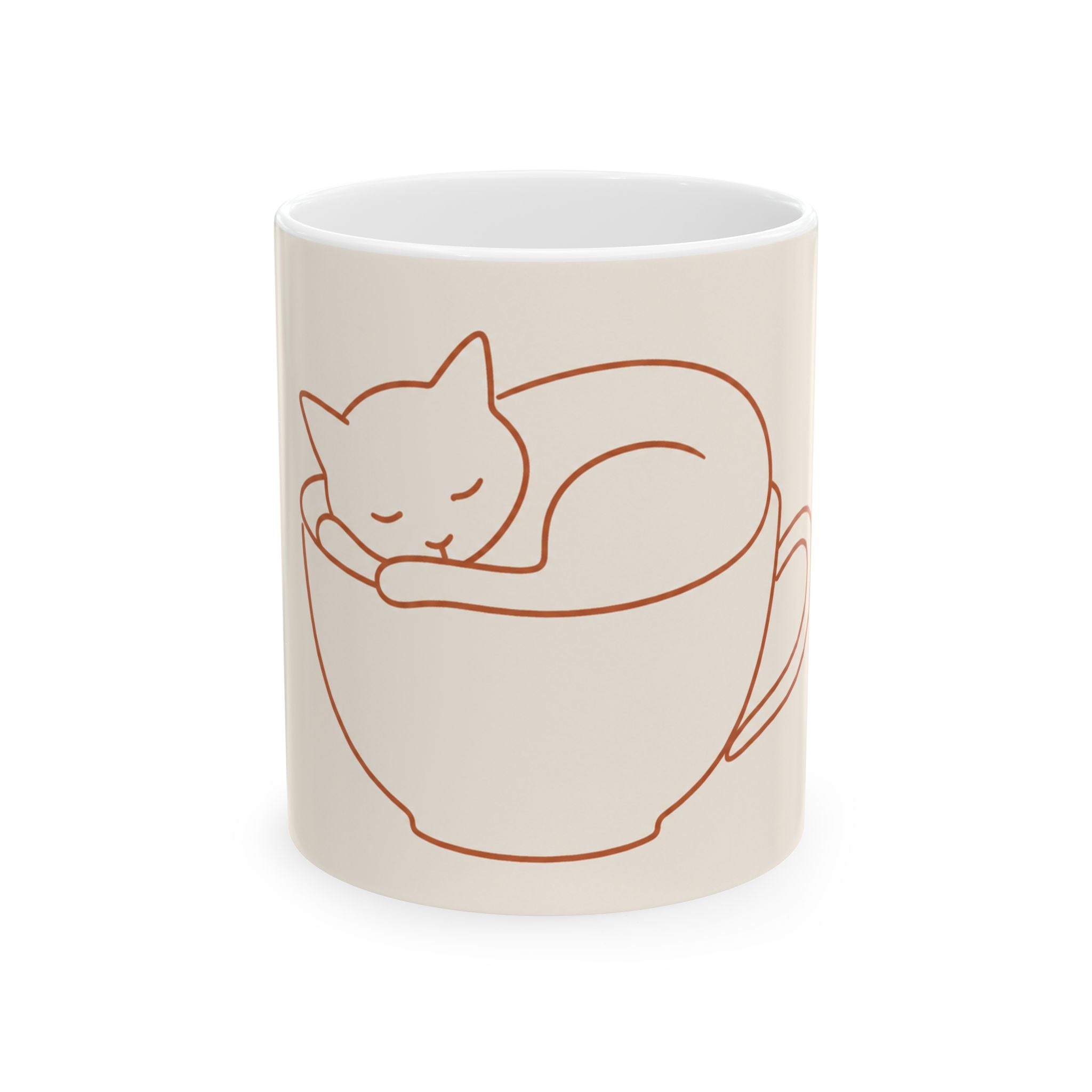 Cat Mom Coffee Mug Minimalist Line Art Cat Lover Gift Ceramic Cup 11oz Tea Cup Animal Lover Mothers Best Gift