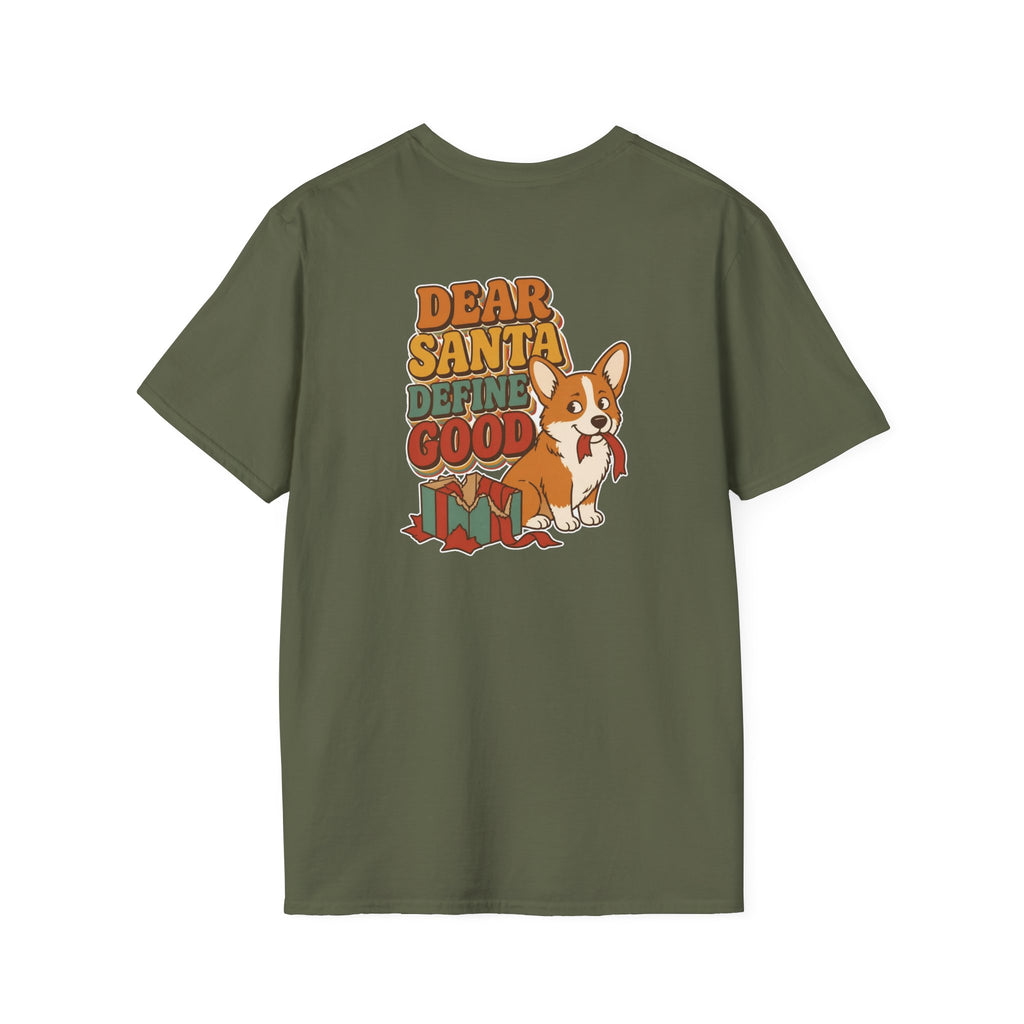 Retro Christmas Dog T-Shirt Dear Santa Define Good Vintage Dog Lover Shirt Unisex Softstyle Tee Christmas Gift