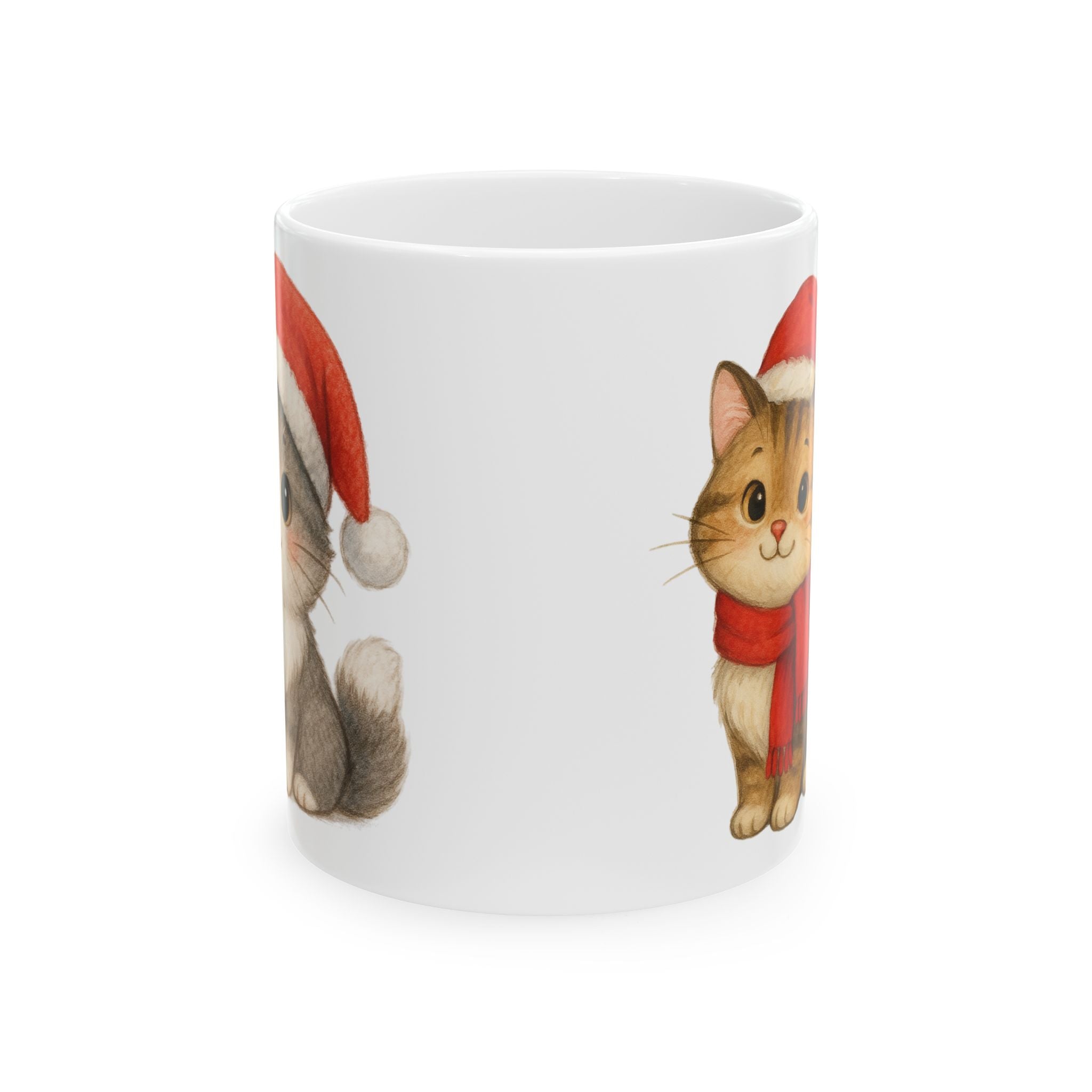 Christmas Mug Ceramic Cute Cat Mug Holiday Gift Kids Funny Coffee Cup Tea 2 Side