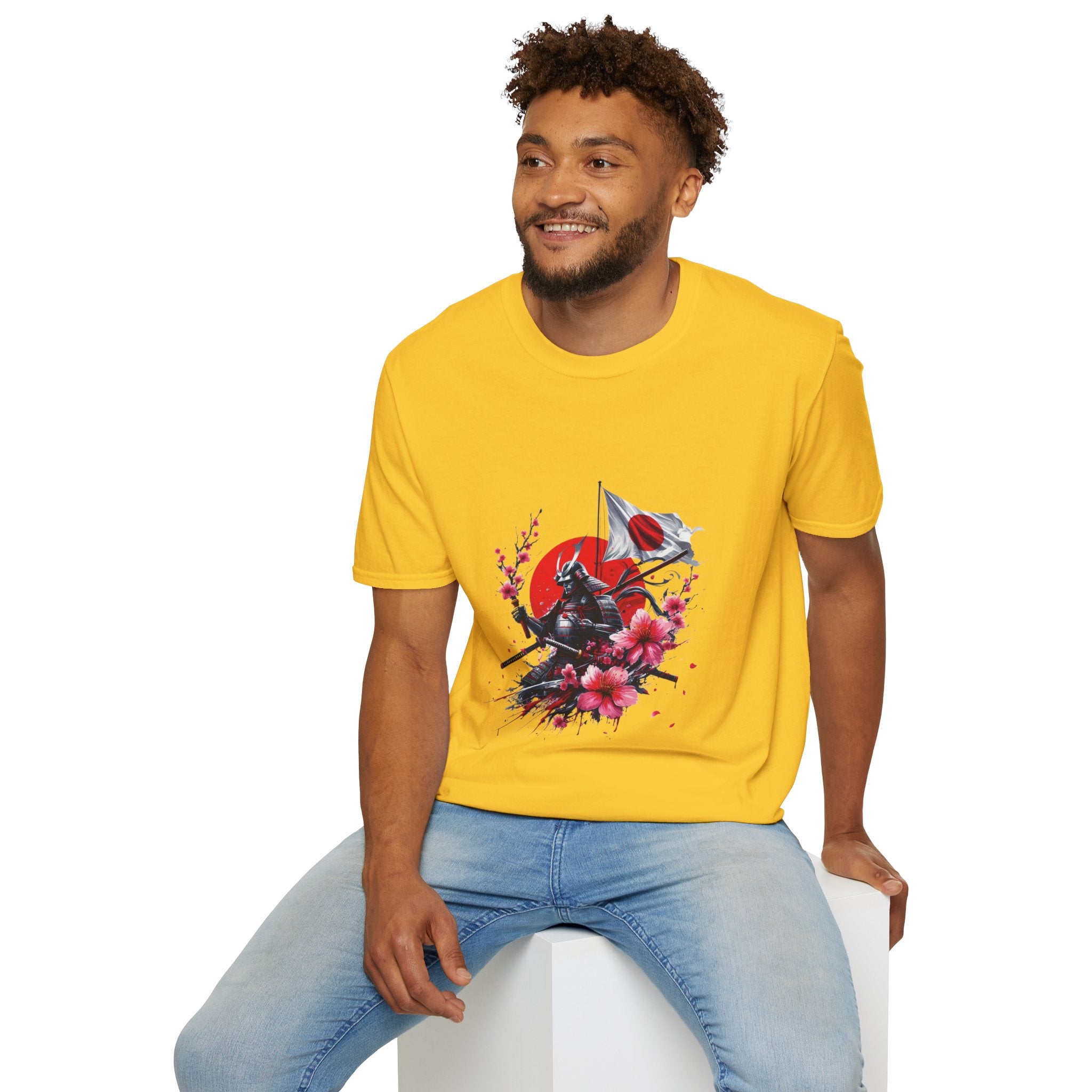 Japan Unisex Softstyle T-Shirt Japanese Art Sakura Samurai Cotton Gift Unique
