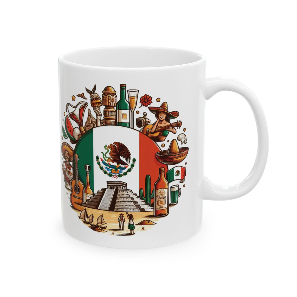 Mexico Mug Flag Chichen Itza Art Unique Tea Coffee Cup Ceramic Mug Gift Tourist