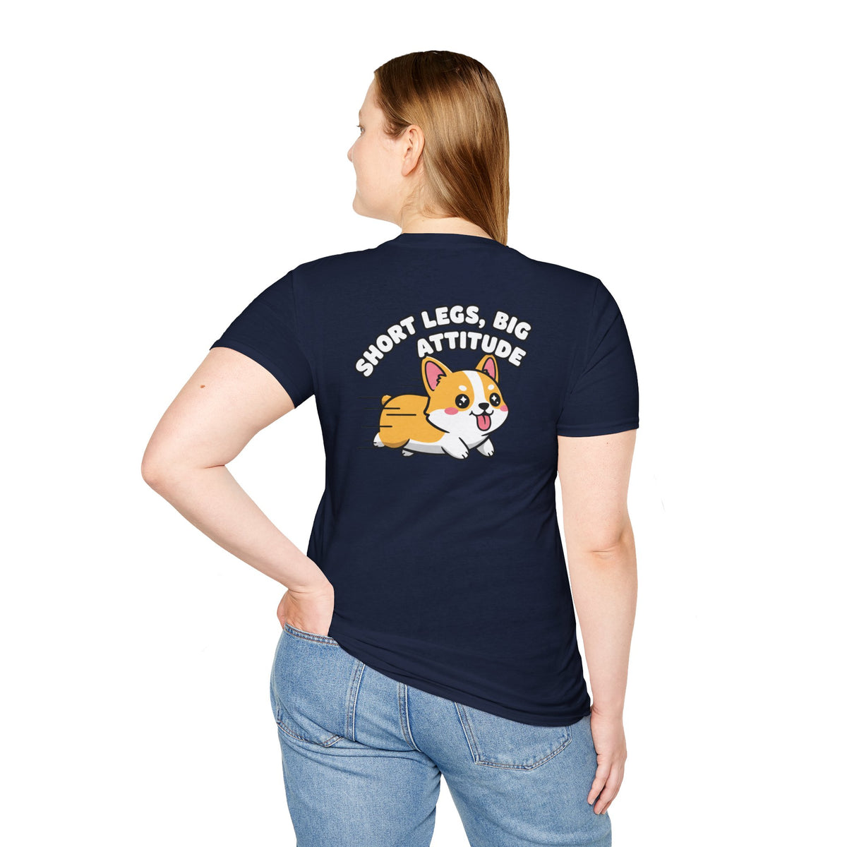 Cute Corgi Shirt Short Legs, Big Attitude Funny Dog Lover Unisex Softstyle Tee Gift