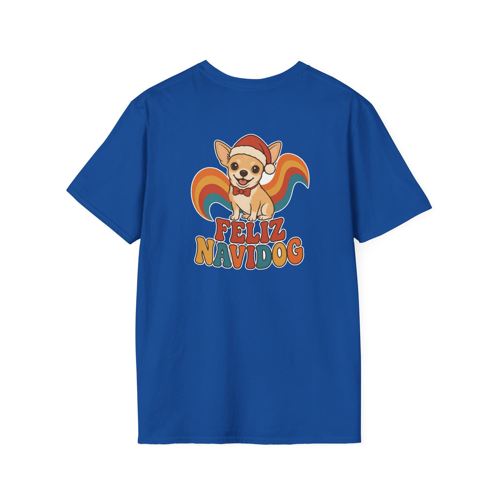 Retro Christmas Dog T-Shirt Feliz Navidog Vintage Dog Lover Shirt Unisex Softstyle Tee Christmas Gift