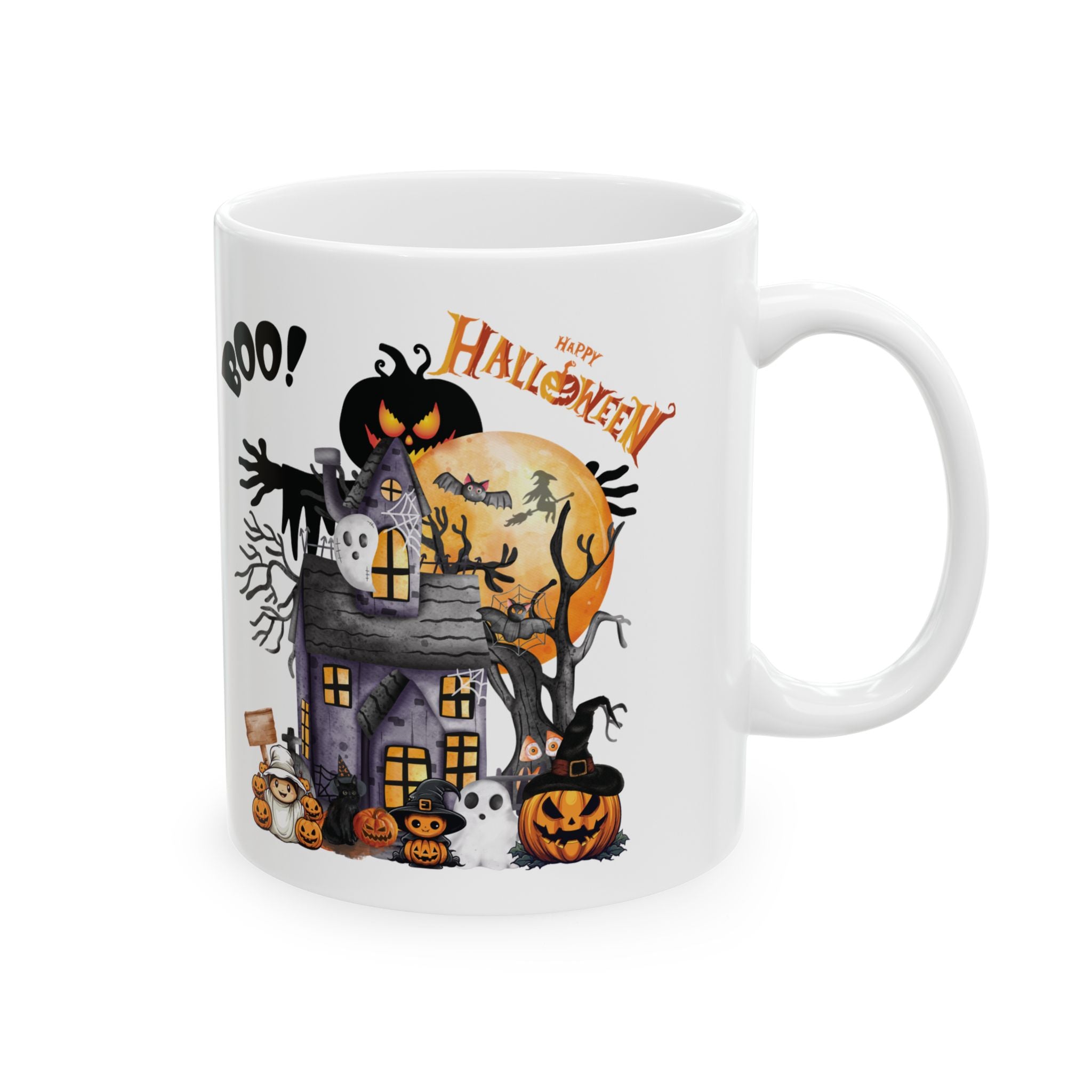 Cute Happy Halloween Funny Coffee Mug Gift Friends Kid Pumpkin Spooky Boo 11oz