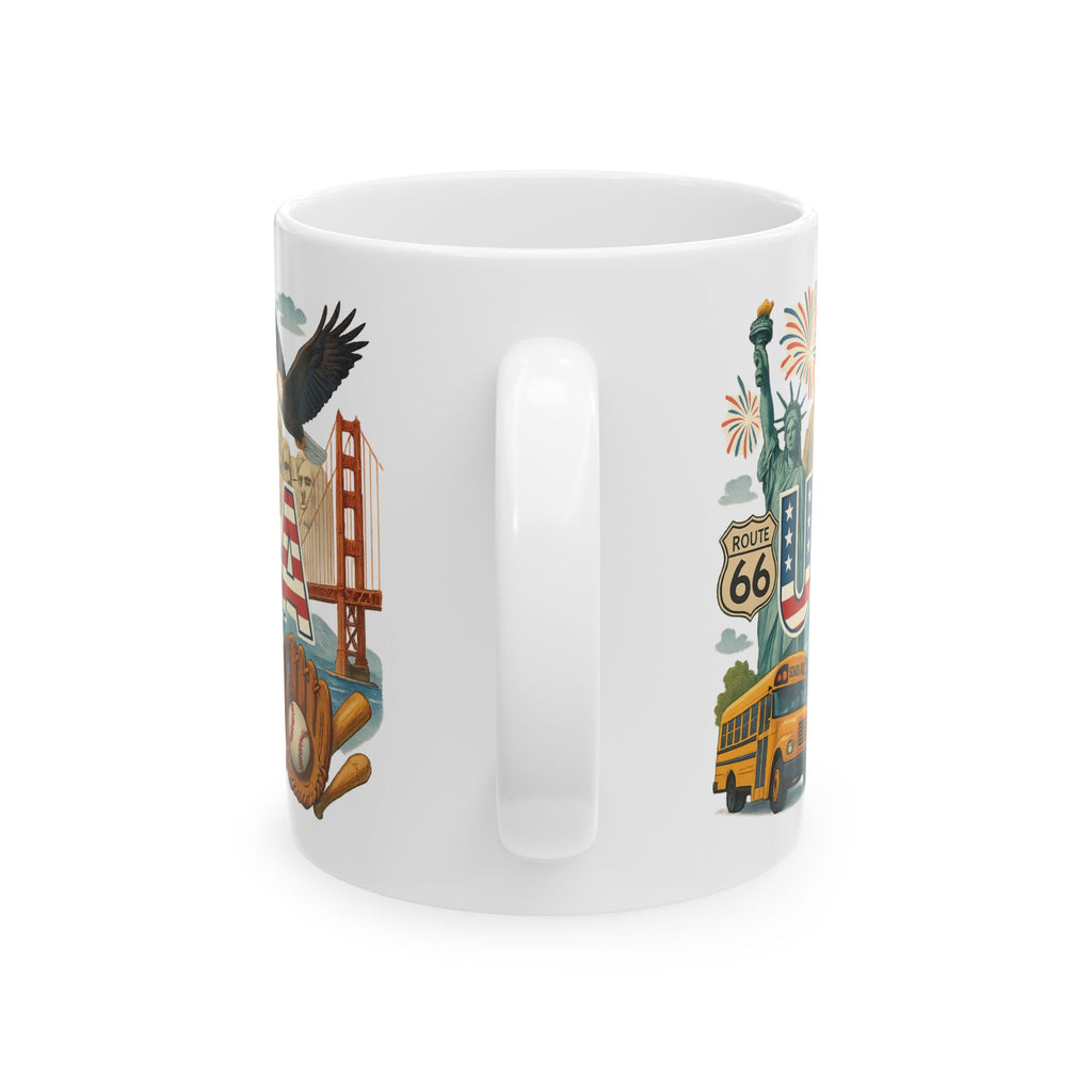 USA Flag Ceramic Mug - 11oz Unique Coffee Cup Tea Mug Best Gift Travel Lovers