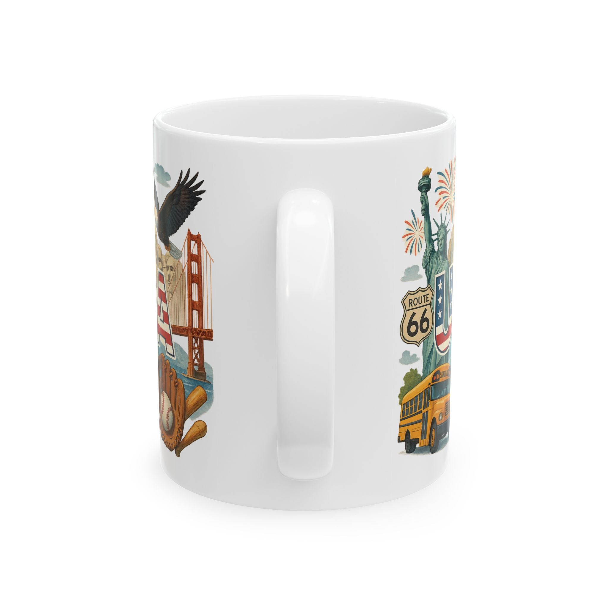 USA Flag Ceramic Mug - 11oz Unique Coffee Cup Tea Mug Best Gift Travel Lovers