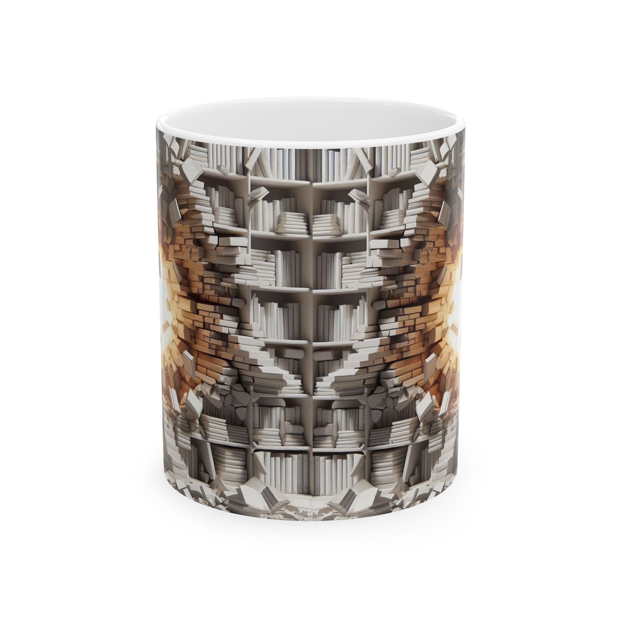 3D Bookshelf Mug-Library Book Mugs Funny Ceramic Mug Unique Gift Cup Work Office
