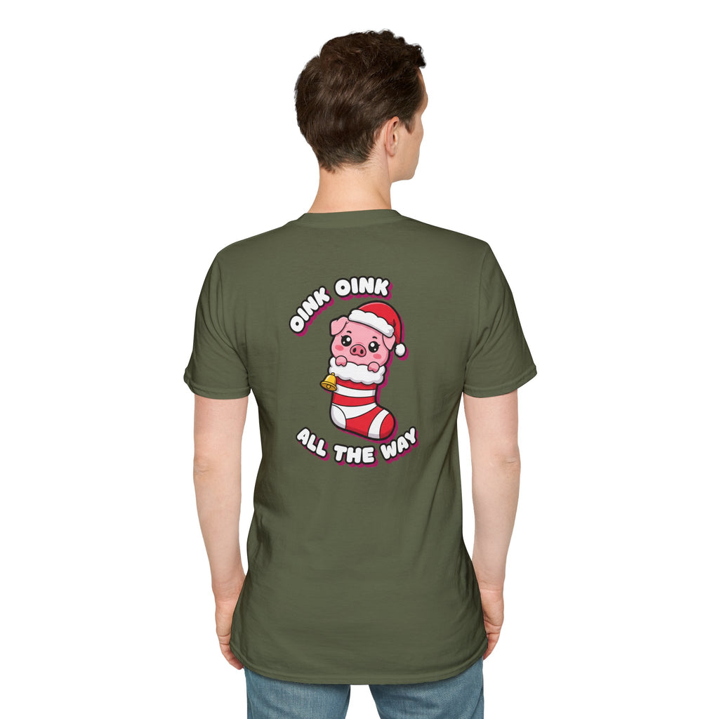 Cute Christmas Shirt Oink Oink All The Way Funny Animal Unisex Softstyle Tee Christmas Gift