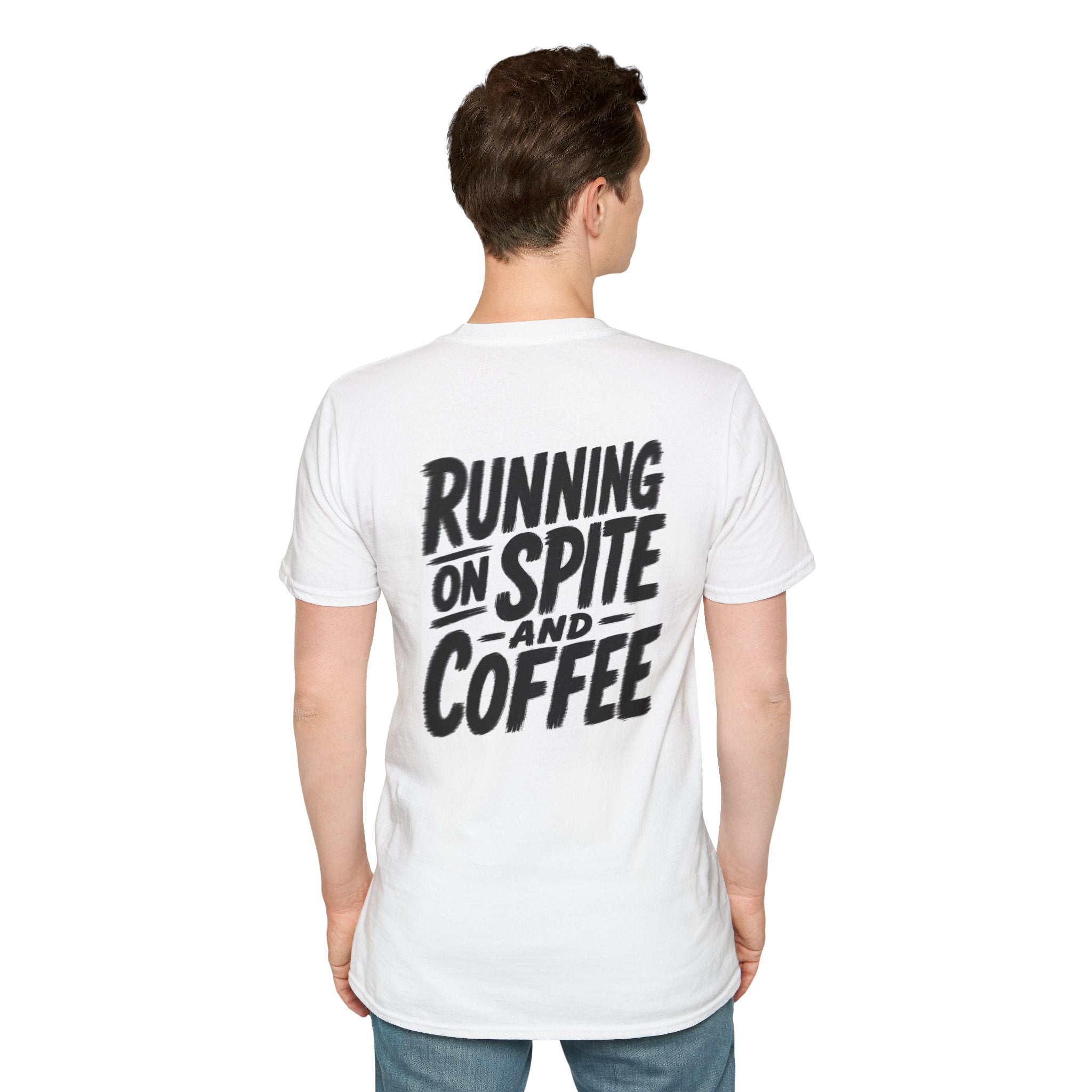 Funny Dark Humor Tshirt Running on Spite and Coffee Shirt — Dark Humor Coffee Lover Graphic Tee