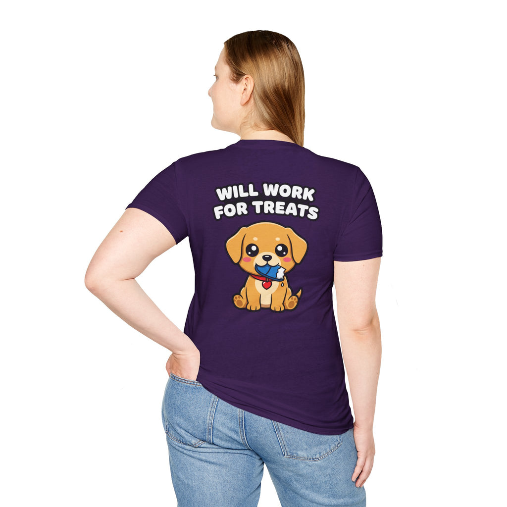 Cute Labrador Shirt Will Work For Treats Funny Dog Lover Unisex Softstyle Tee Gift