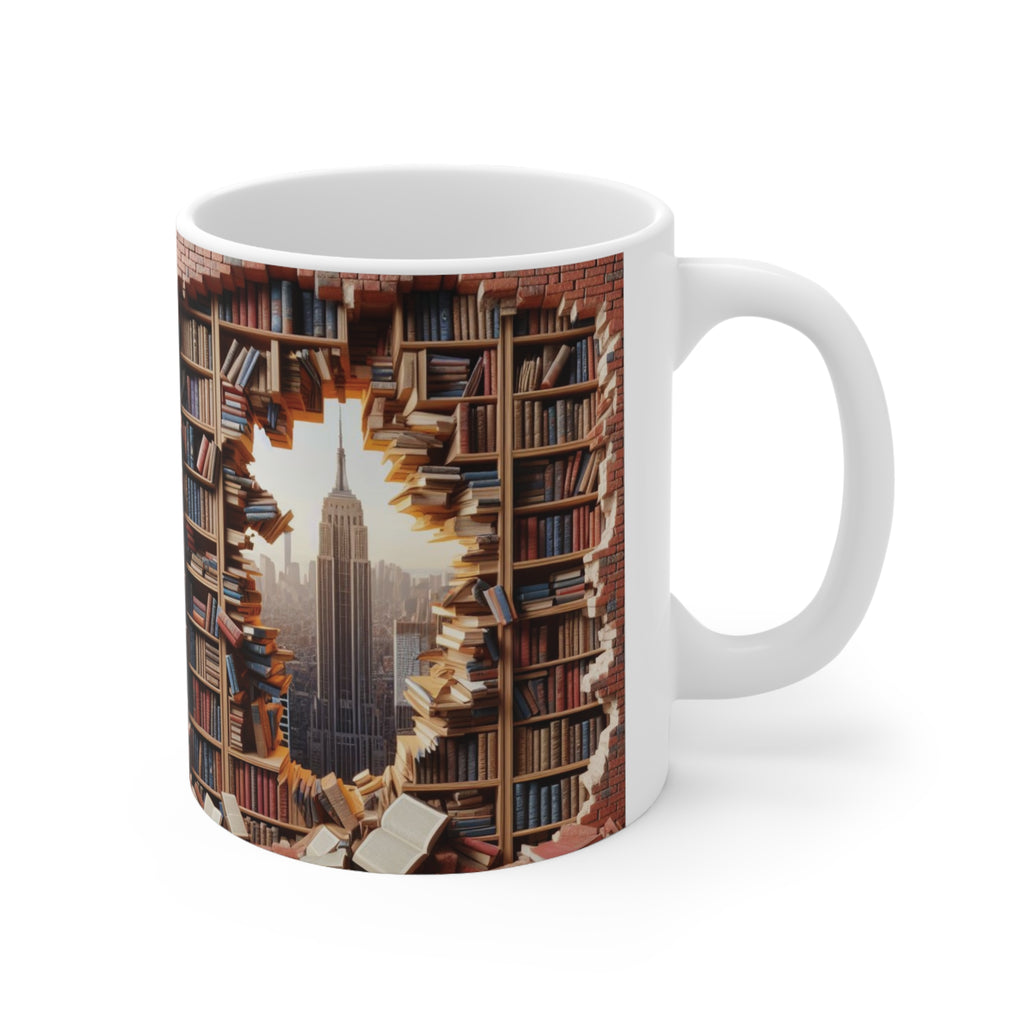3D Bookshelf Mug Library Mugs Cute New York Coffee Cup Tea Mug Gift Friend Funny