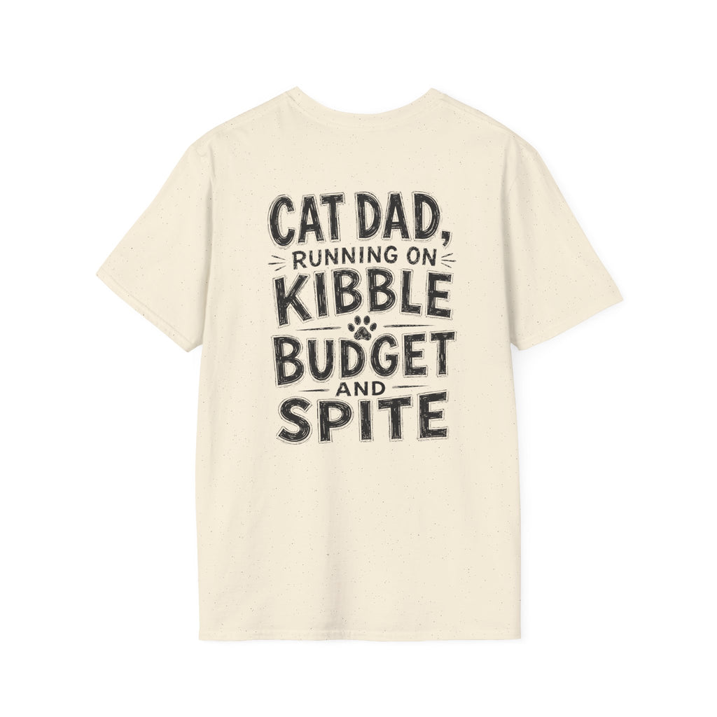 Cat Dad Shirt Running on Kibble Budget and Spite Dark Humor Tee Unique Gift Funny Tshirt