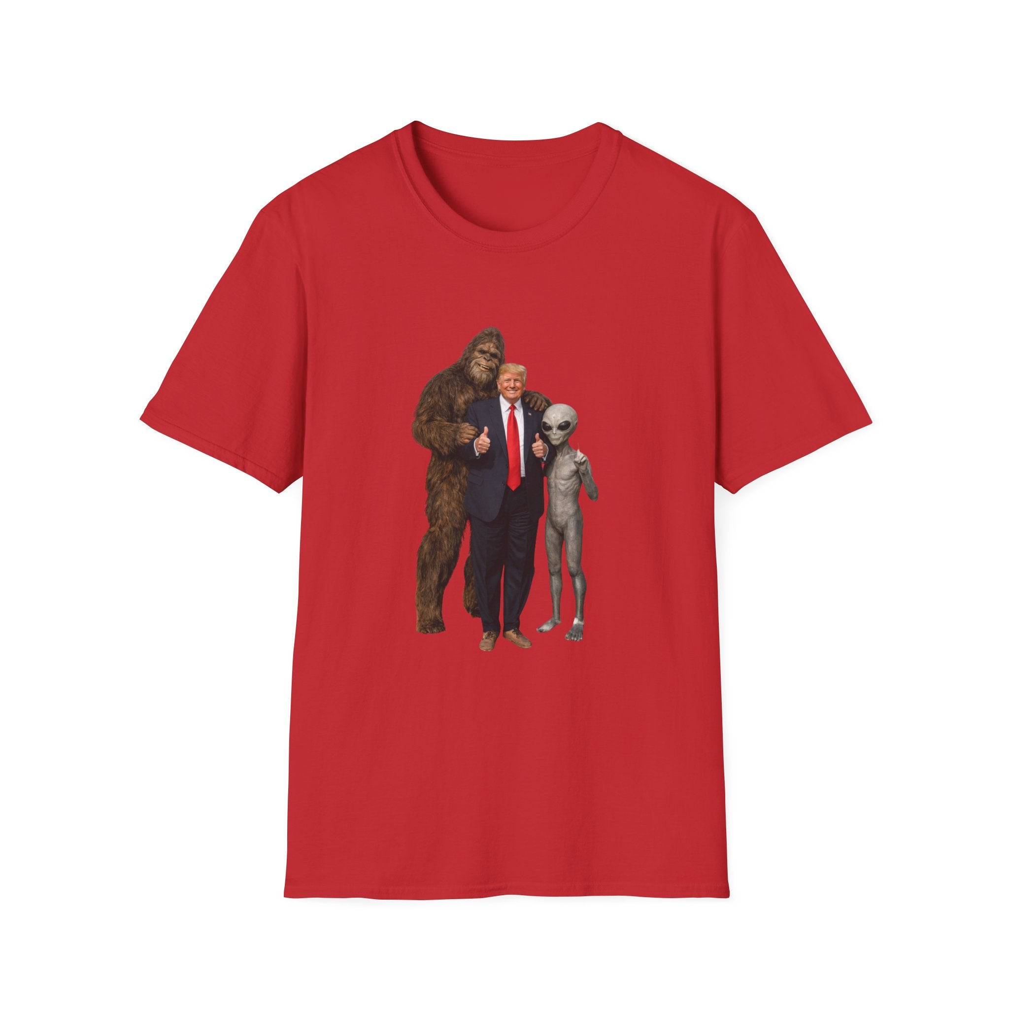Funny Trump Bigfoot Alien UFO Weird Alien T-Shirt Unisex Softstyle T-Shirt Yeti