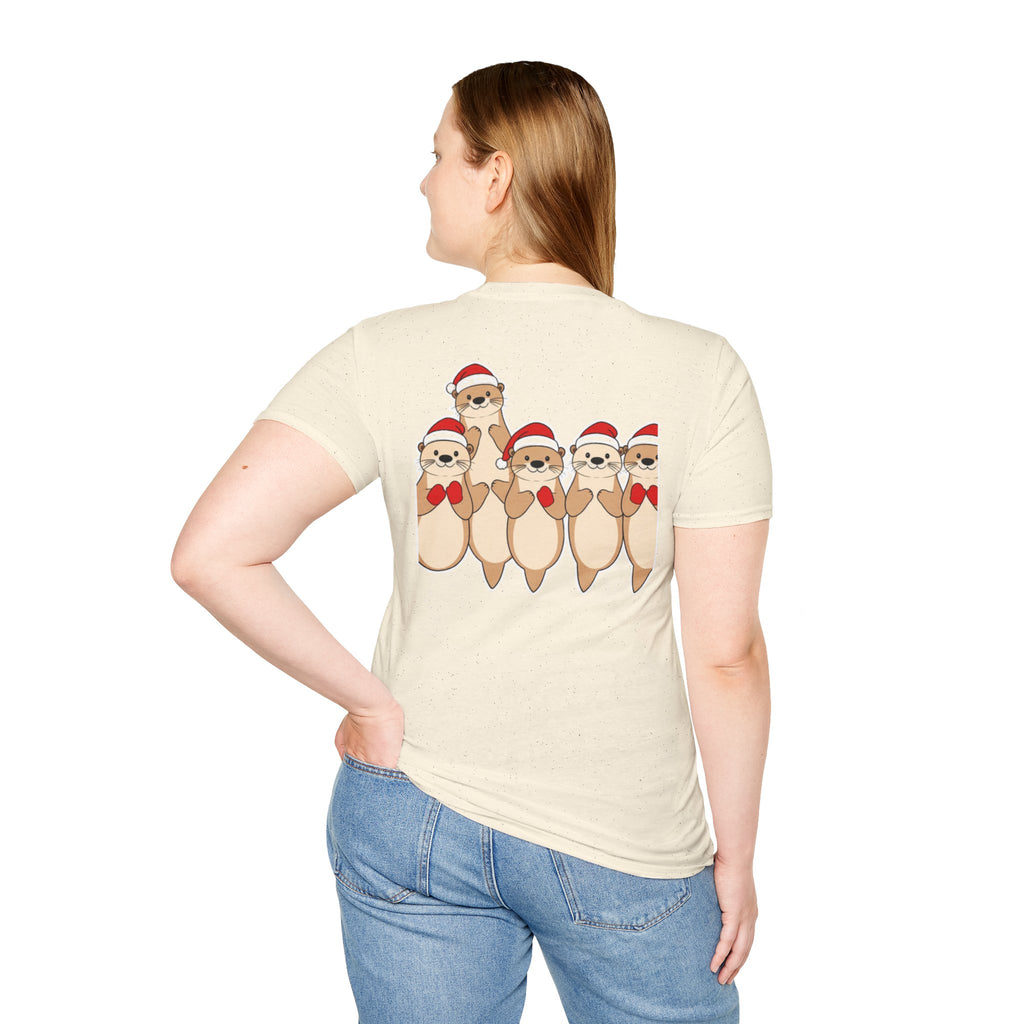 Christmas Otters Family T-Shirt | Cute Cartoon Holiday Design Unique Shirt Gift