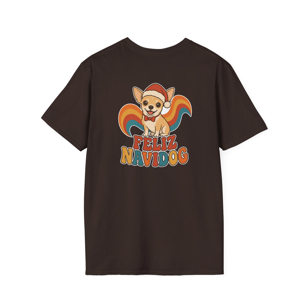 Retro Christmas Dog T-Shirt Feliz Navidog Vintage Dog Lover Shirt Unisex Softstyle Tee Christmas Gift