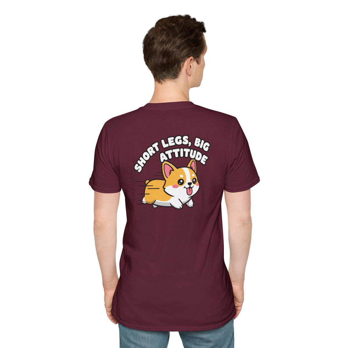Cute Corgi Shirt Short Legs, Big Attitude Funny Dog Lover Unisex Softstyle Tee Gift