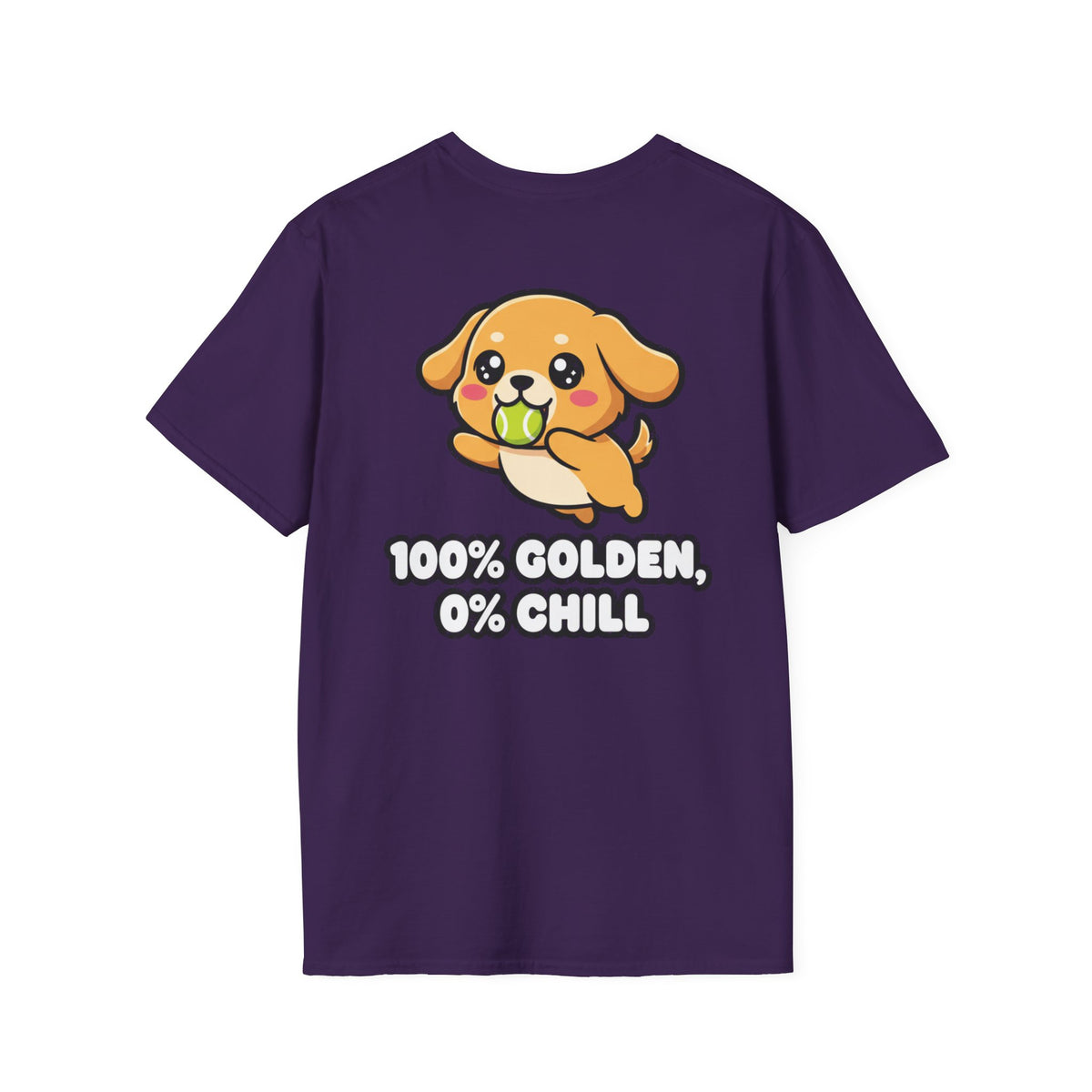 Cute Golden Retriever Shirt 100% Golden, 0% Chill Funny Dog Lover Unisex Softstyle Tee Gift