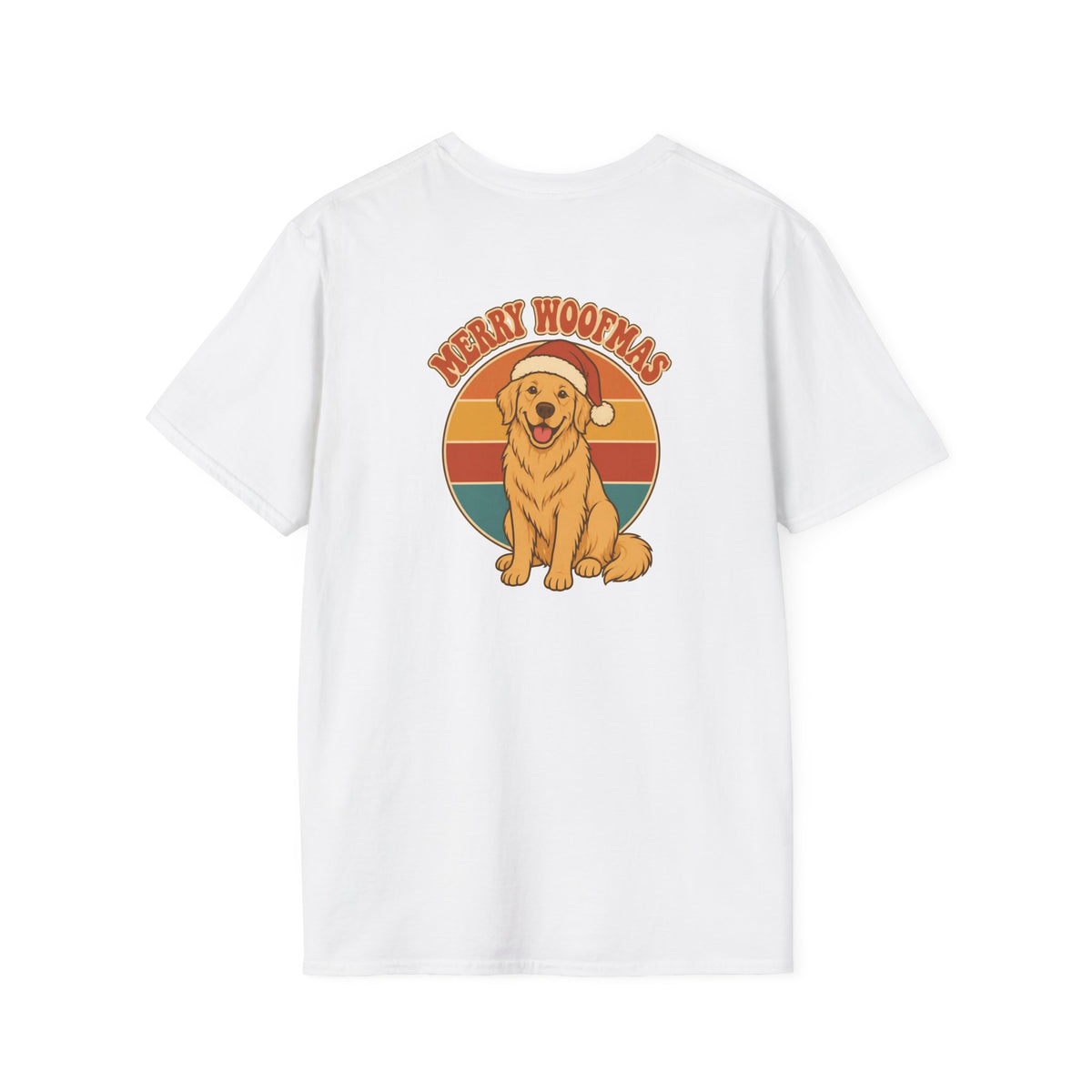 Retro Christmas Dog T-Shirt Merry Woofmas Vintage Dog Lover Shirt Unisex Softstyle Tee Christmas Gift