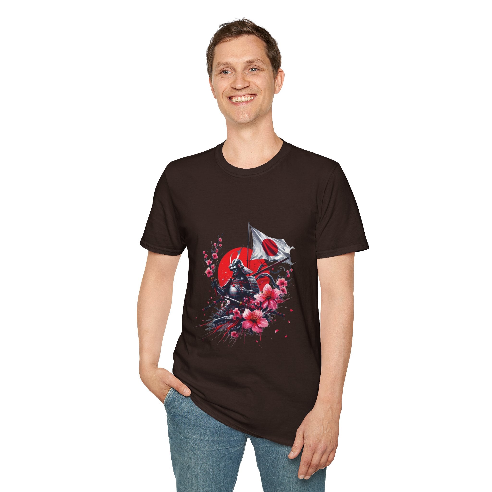 Japan Unisex Softstyle T-Shirt Japanese Art Sakura Samurai Cotton Gift Unique