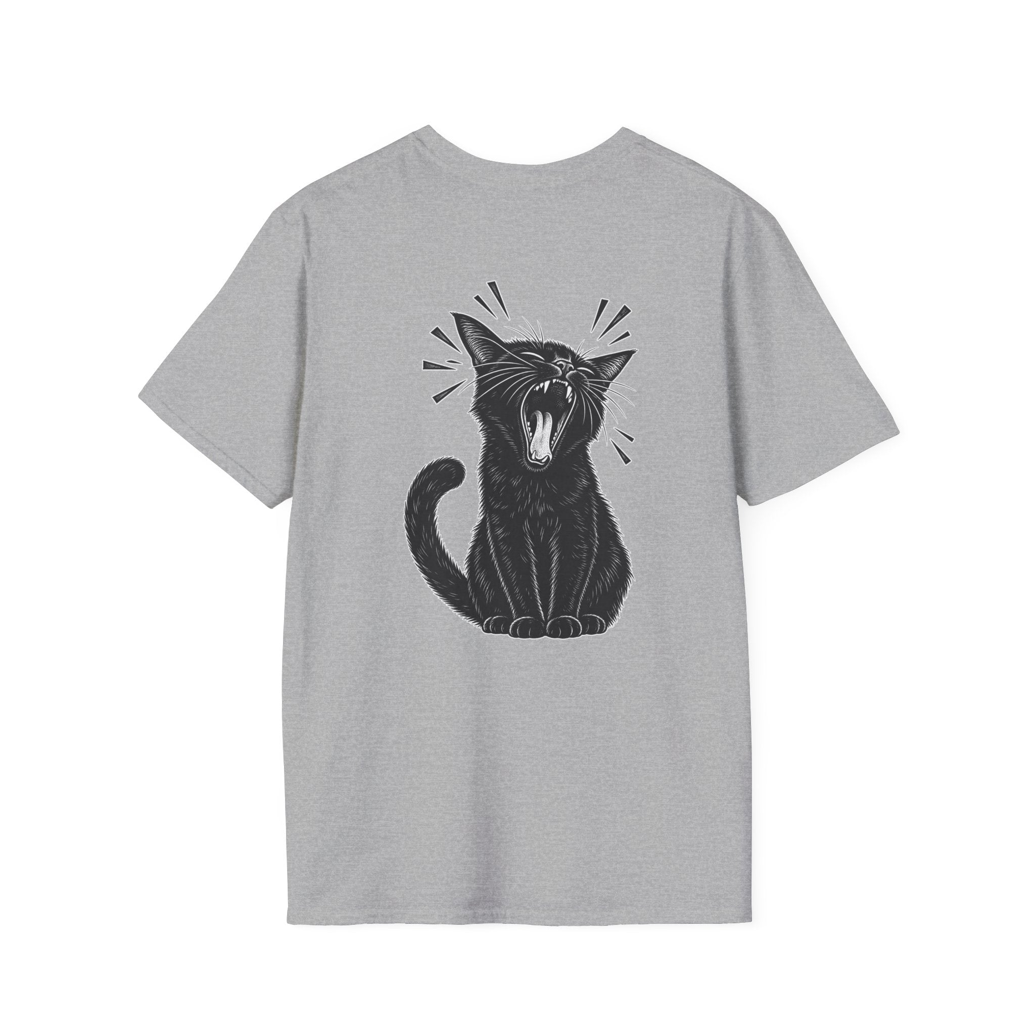 Black Cat Shirt Funny Yawn Comic Style Cat Lover Graphic Tee Unique Gift Black Cat T shirt