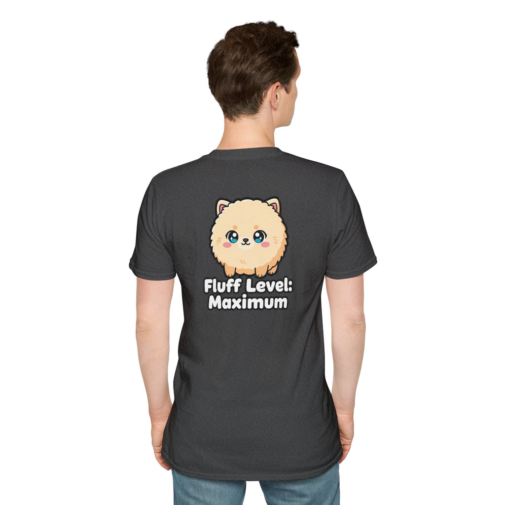 Cute Dog Pomeranian Shirt Fluff Level: Maximum Funny Dog Lover Unisex Softstyle Tee Gift