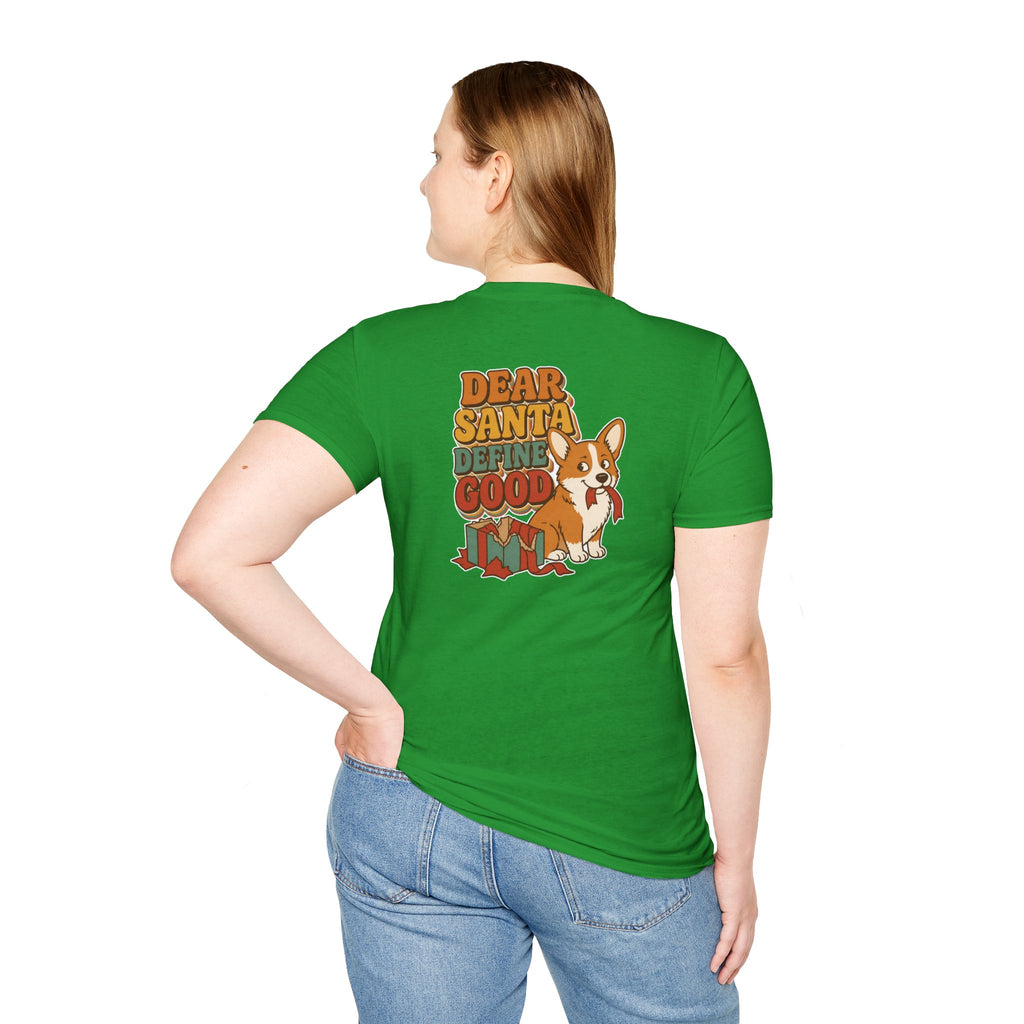 Retro Christmas Dog T-Shirt Dear Santa Define Good Vintage Dog Lover Shirt Unisex Softstyle Tee Christmas Gift