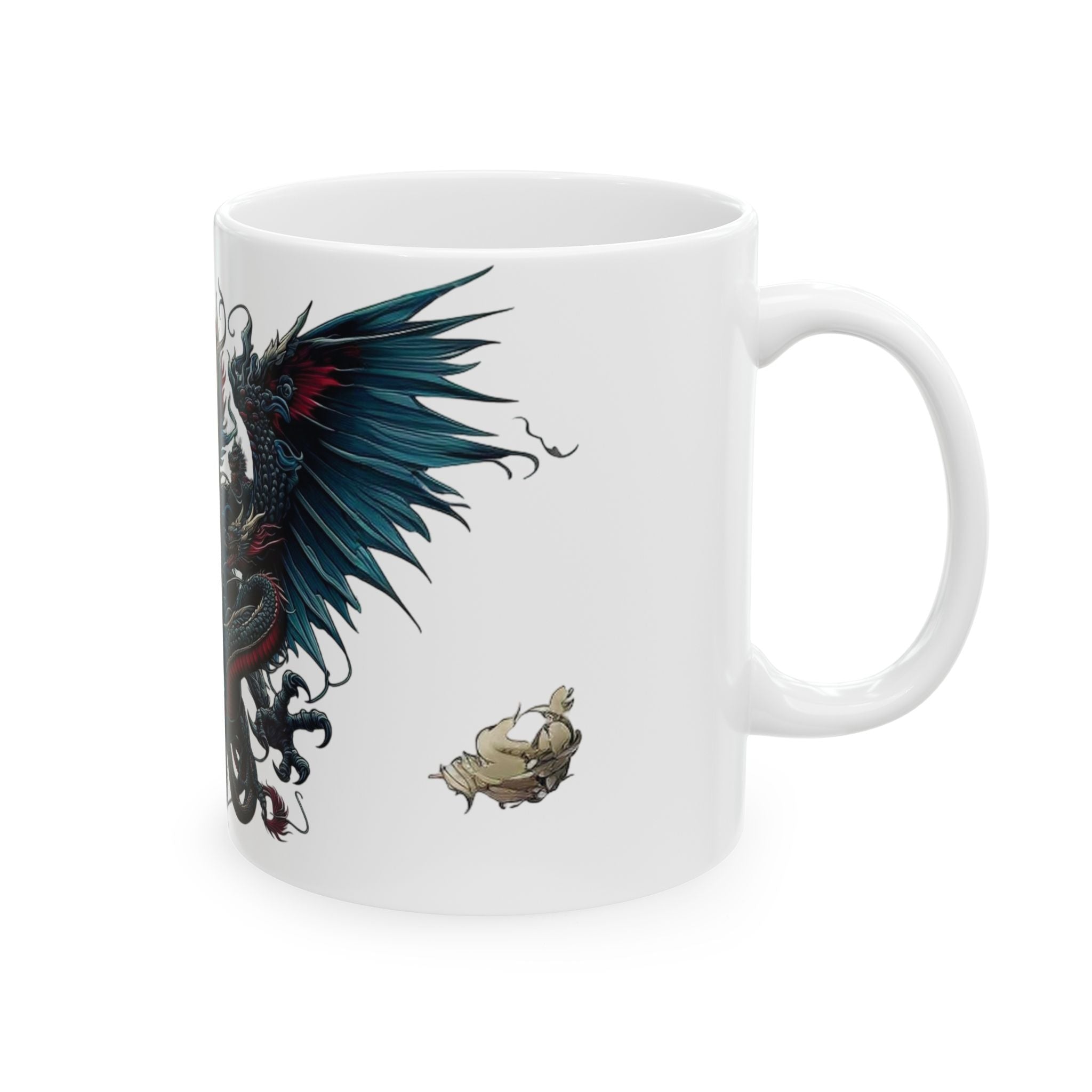 Japan Dragon Mug White Ceramic Tea Coffee Cup Unique Birthday Gift Animal Lover 11oz Dragons