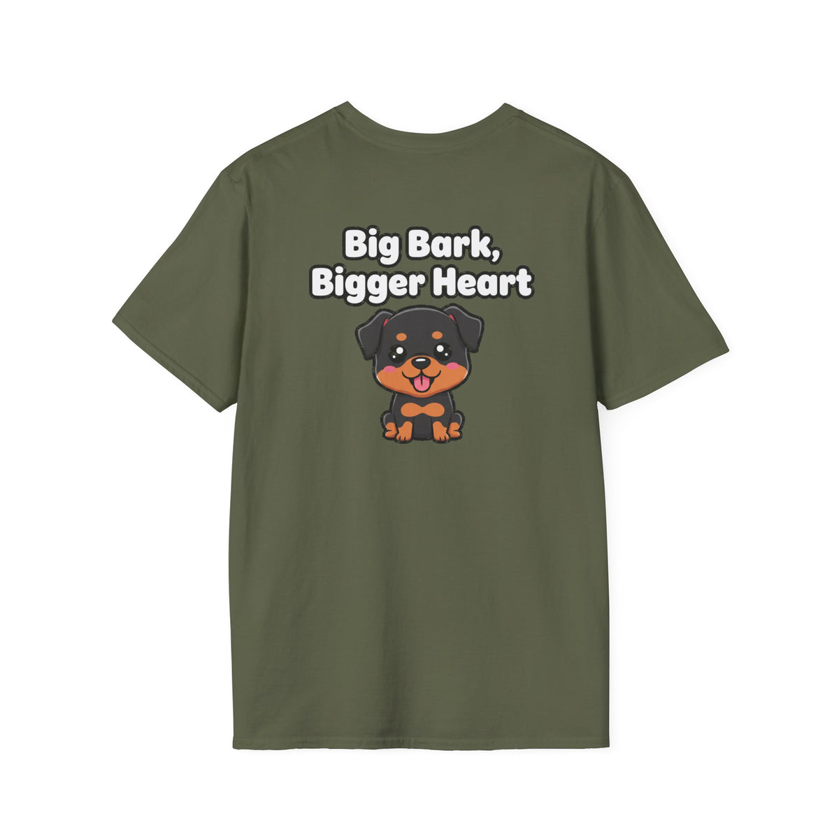Cute Rottweiler Shirt Big Bark, Bigger Heart Funny Dog Lover Unisex Softstyle Tee Gift
