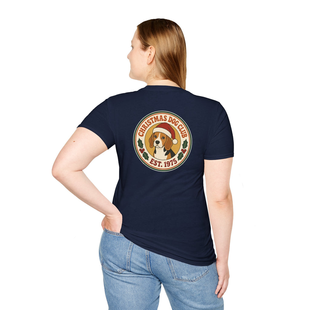 Retro Christmas Dog T-Shirt Christmas Dog Club Vintage Dog Lover Shirt Unisex Softstyle Tee Christmas Gift