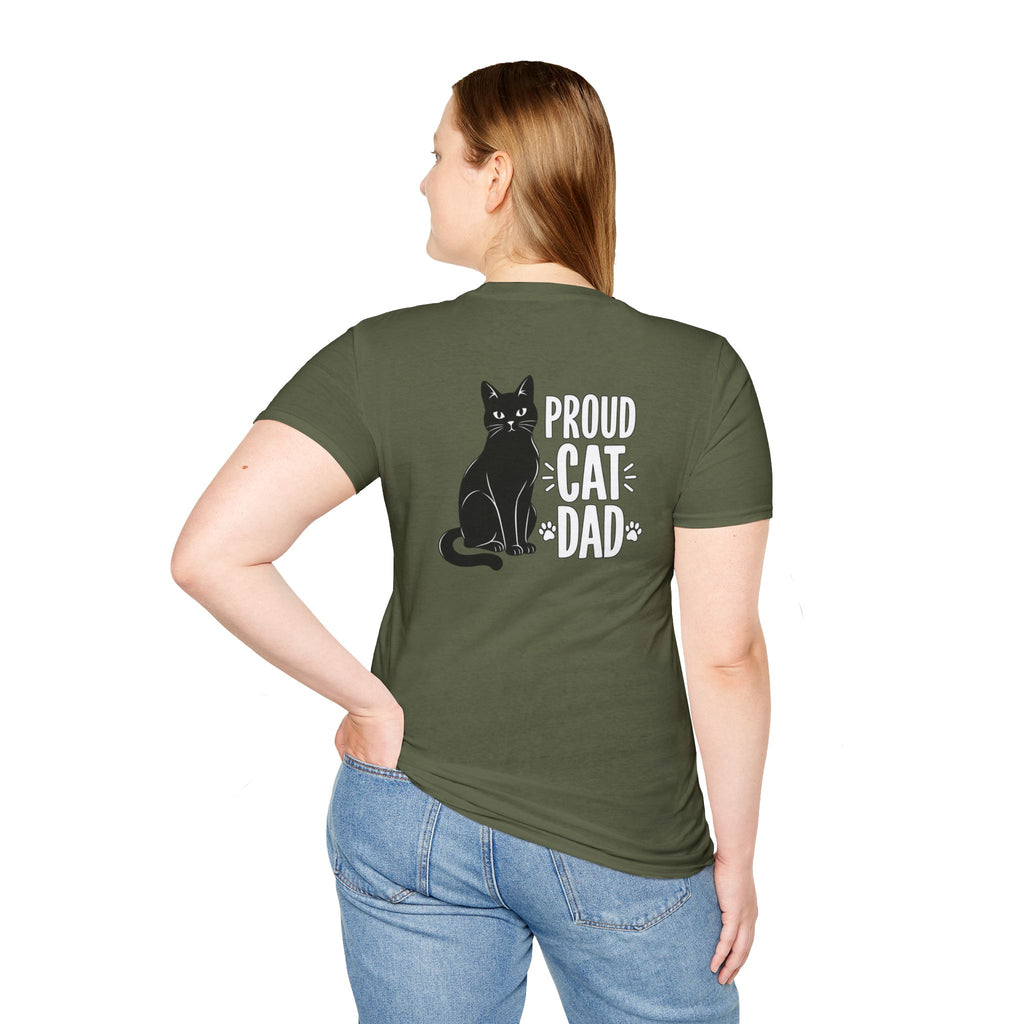 Cat Dad Shirt Proud Cat Dad Black Cat Silhouette Graphic Tee Unique Gift Funny Tshirt
