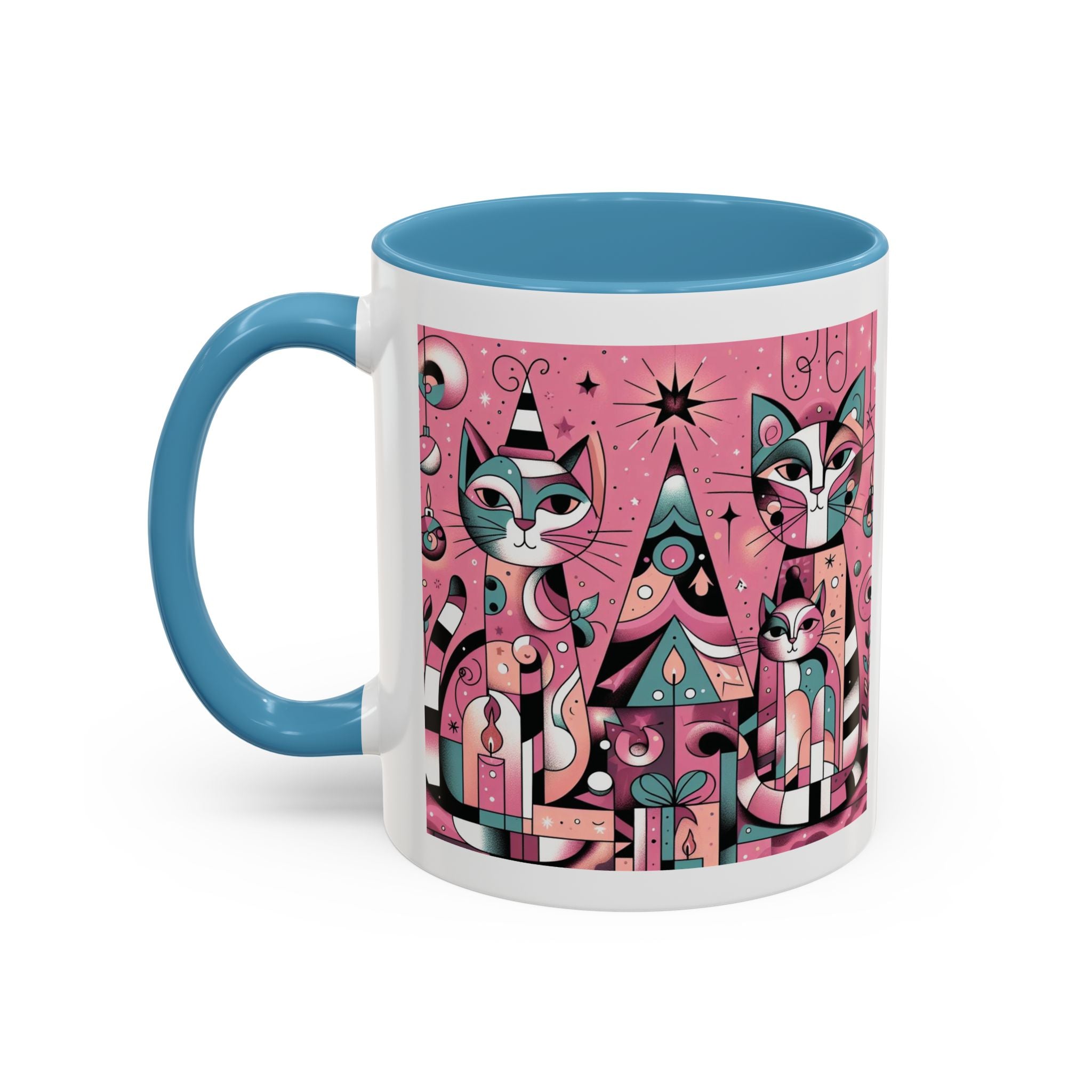 Christmas Mug Pink Cats Mug Mom Picasso Art Funny Coffee Tea Ceramic Cup Gift
