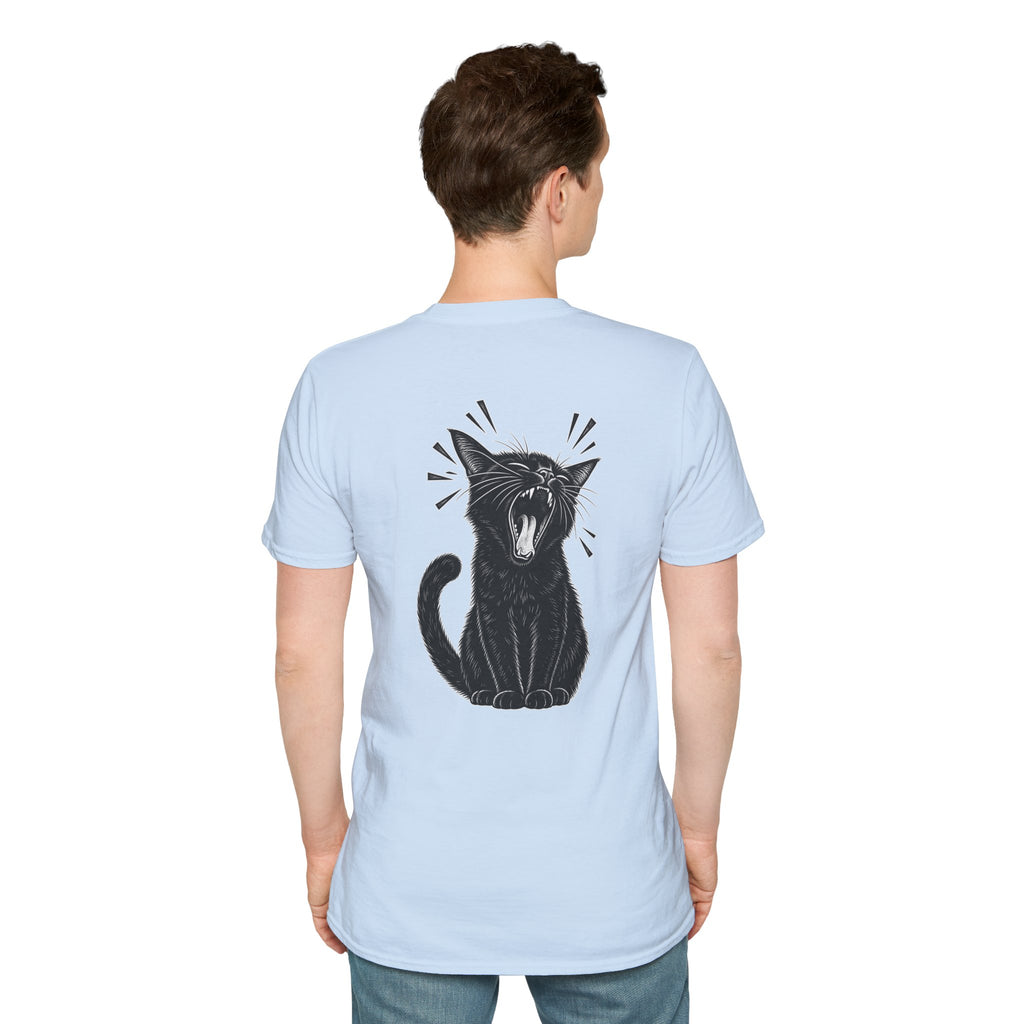 Black Cat Shirt Funny Yawn Comic Style Cat Lover Graphic Tee Unique Gift Black Cat T shirt