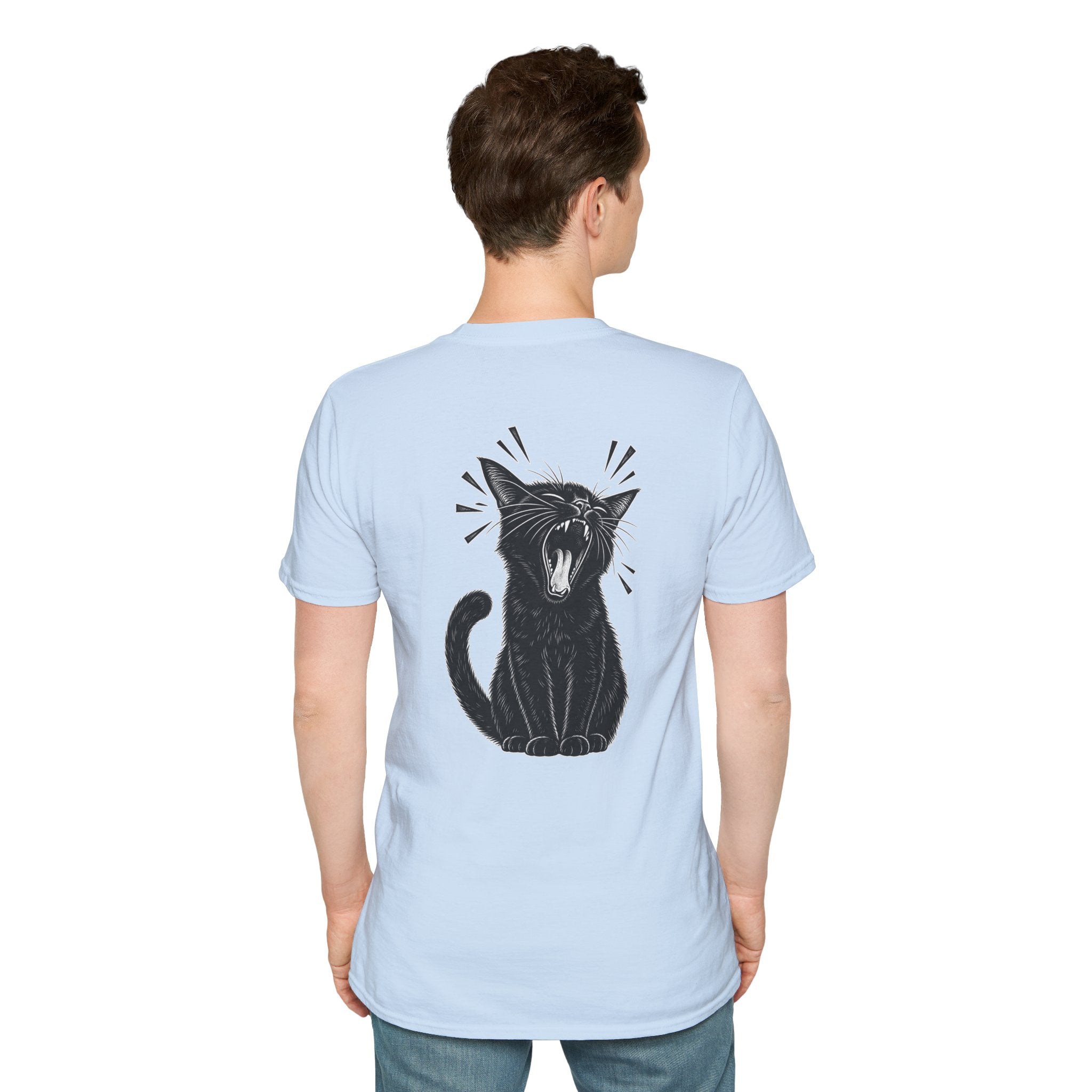 Black Cat Shirt Funny Yawn Comic Style Cat Lover Graphic Tee Unique Gift Black Cat T shirt