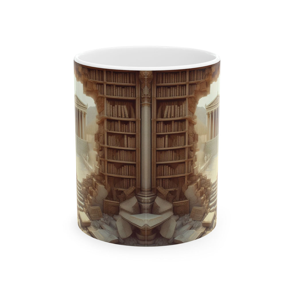 3D Ancient Athens Library Bookshelf Mug Unique Ceramic Mug Coffee Cup Gift Love 11oz