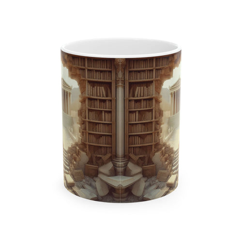 3D Ancient Athens Library Bookshelf Mug Unique Ceramic Mug Coffee Cup Gift Love 11oz